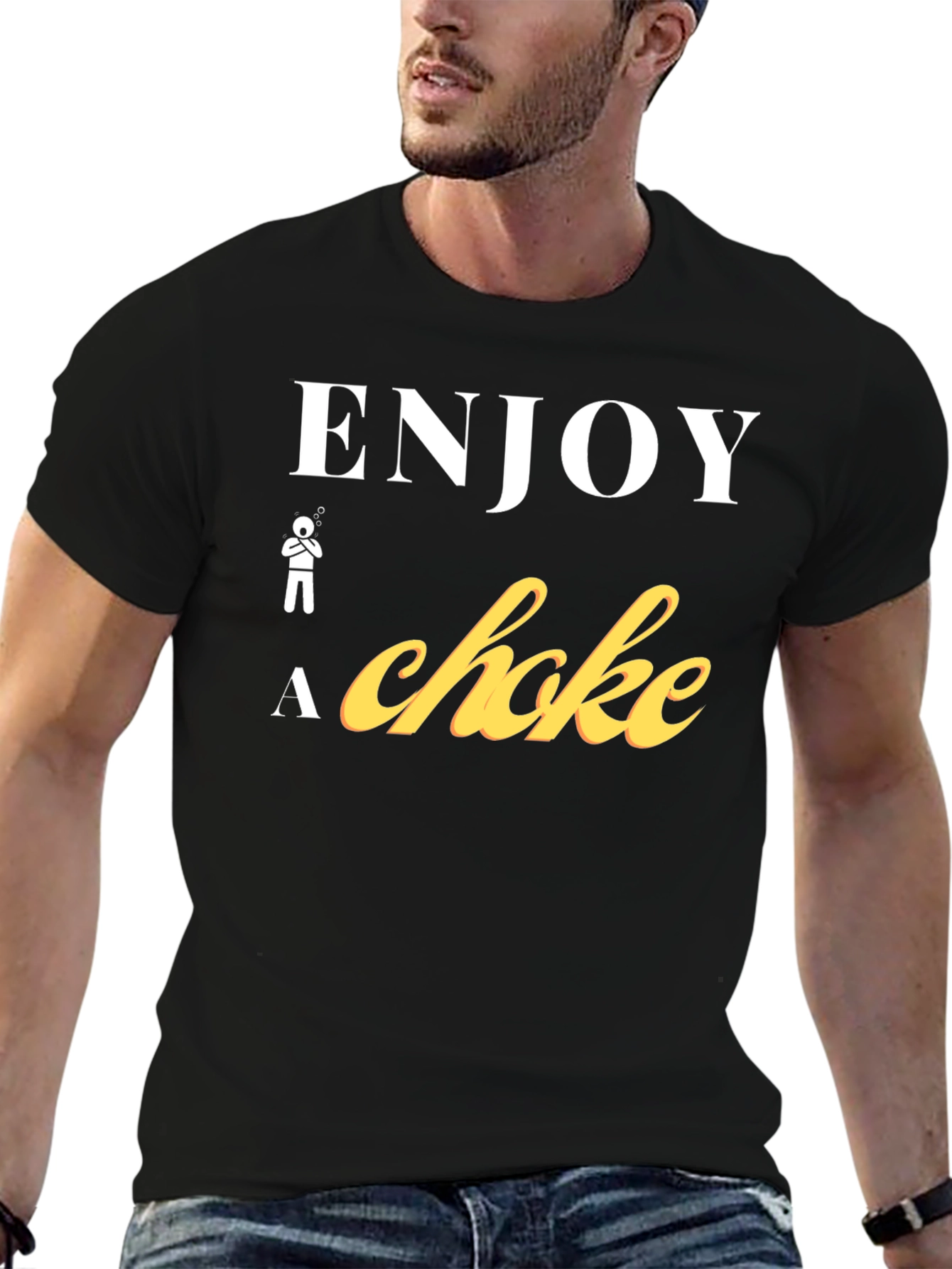 Black Enjoy a Choke Funny T-Shirt view 6