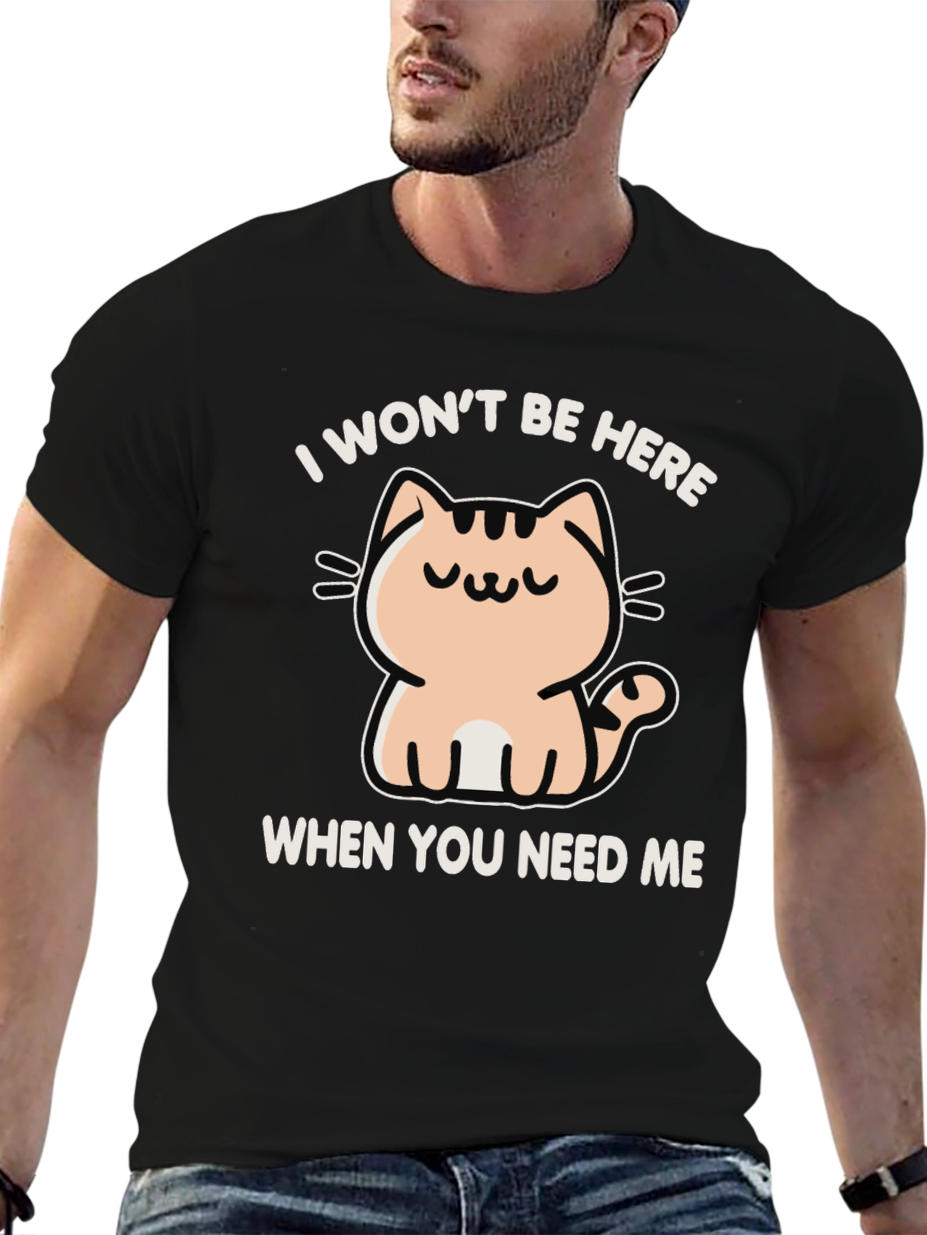 Black Cat Lover Tee: I Won't Be Here Graphic T-Shirt view 6