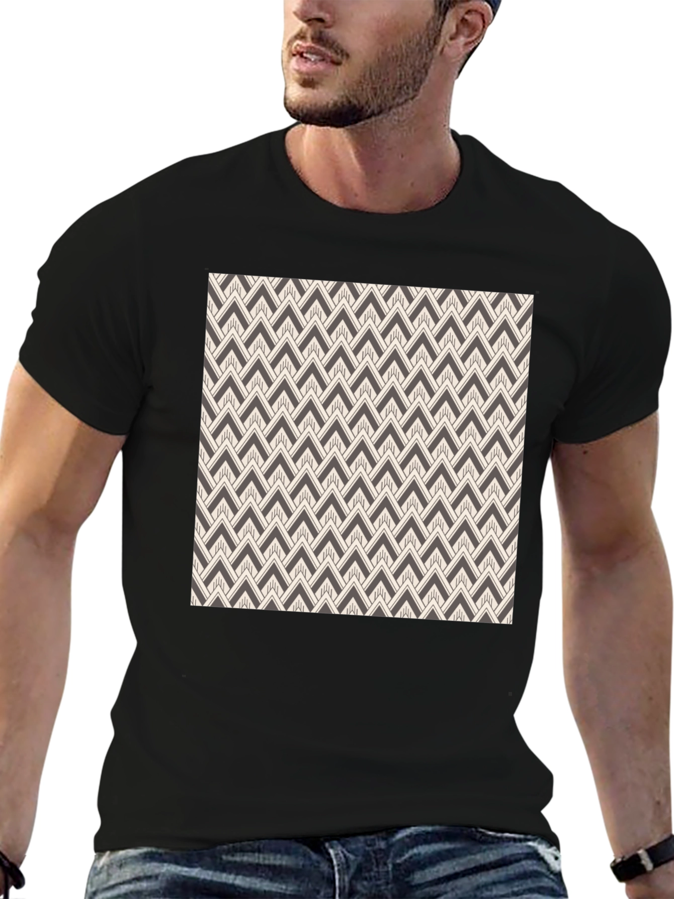 Black Abstract Pattern Black Tee view 6