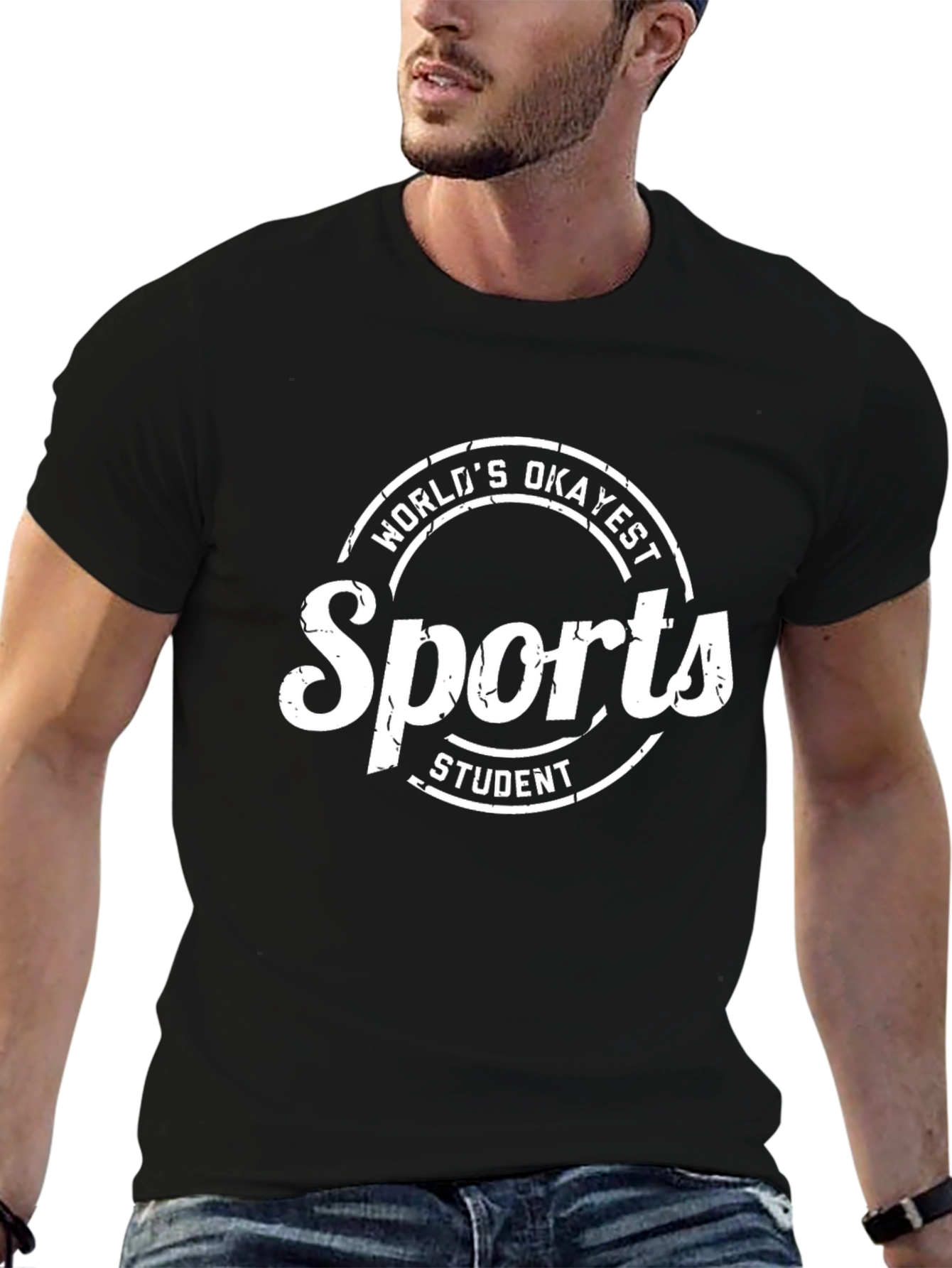 Black World's Okayest Sports Student Black Tee view 6