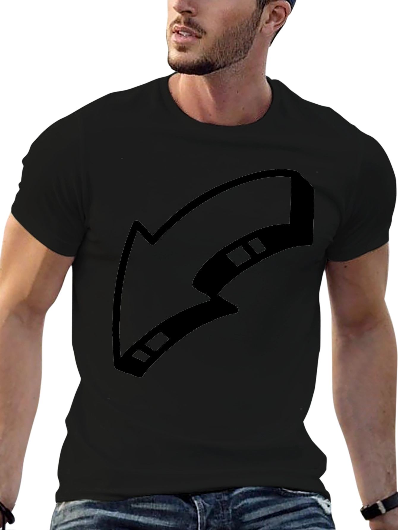 Black Black T-Shirt with Arrow Graphic Print view 6