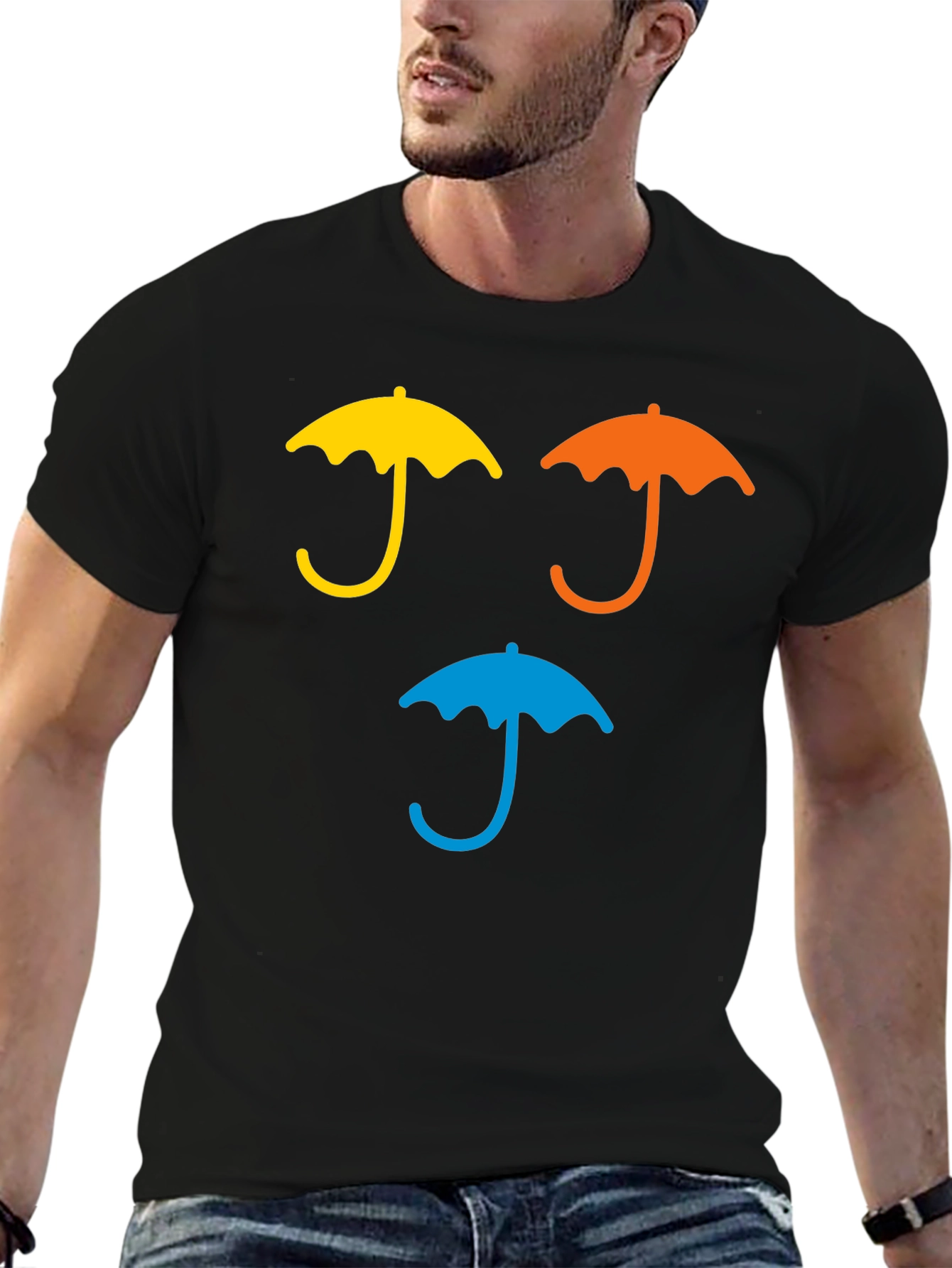 Black Umbrella Graphic T-Shirt - Casual Wear view 6