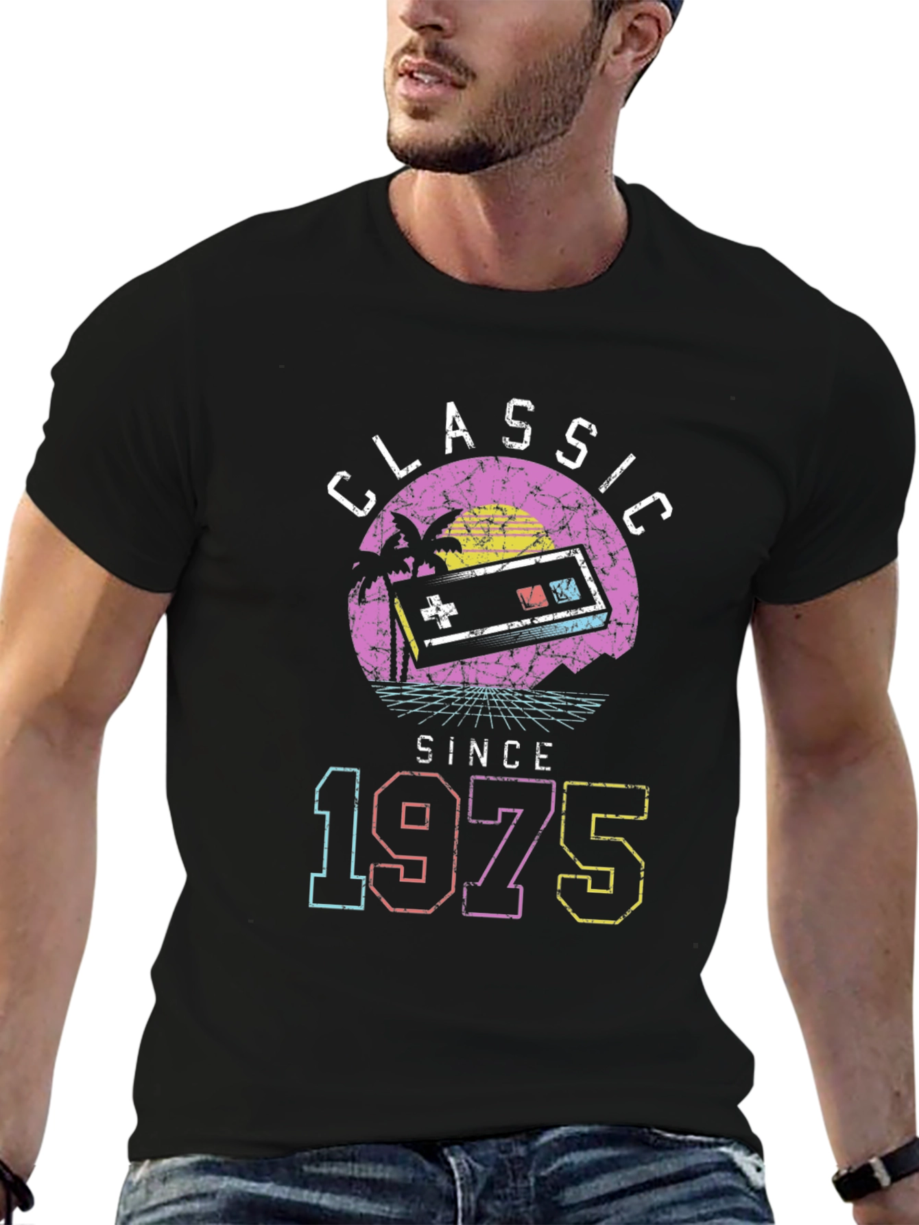 Black Classic Since 1975 Retro T-Shirt view 6