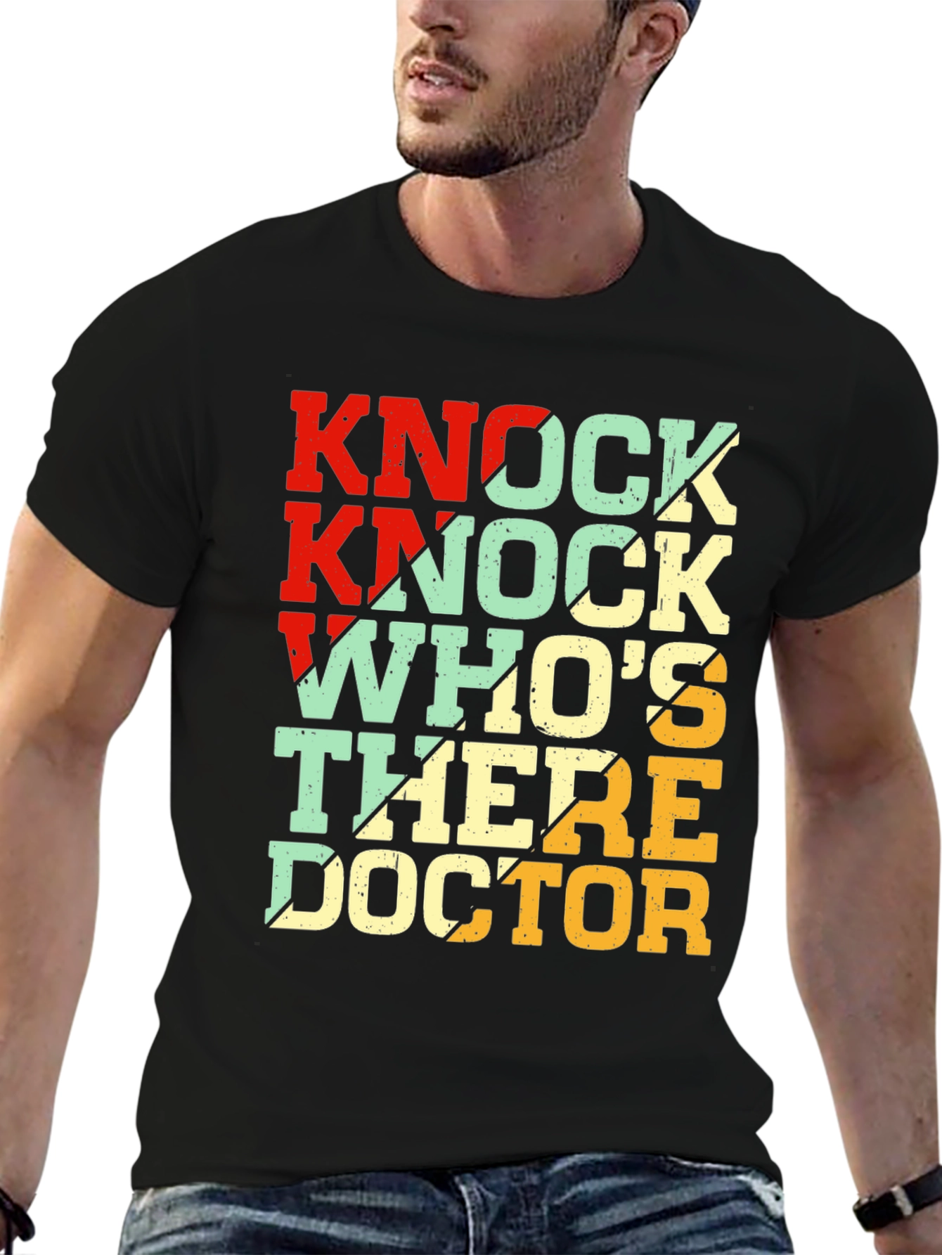 Black Knock Knock Doctor T-Shirt - Funny Humor Tee view 6