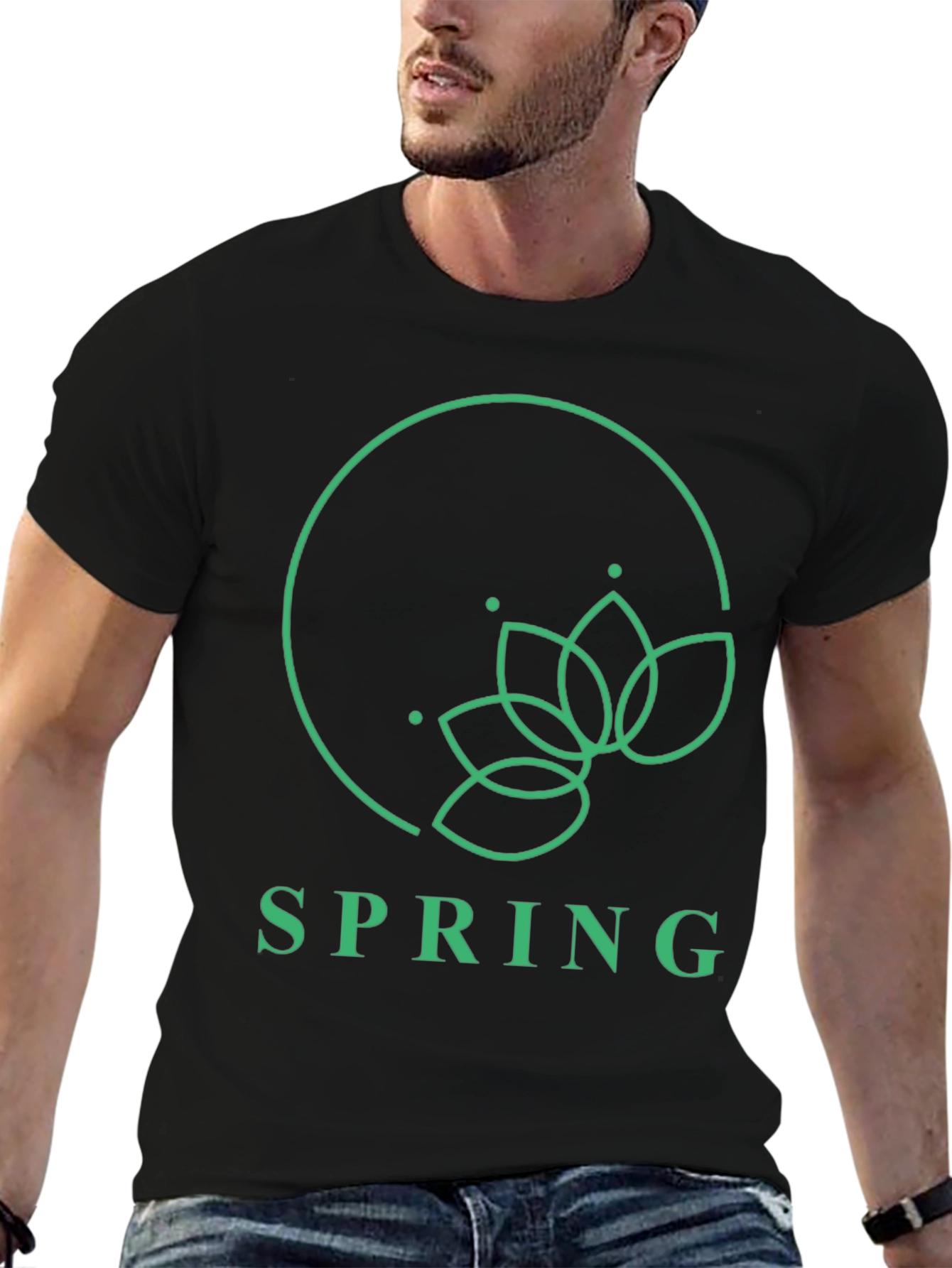 Black Spring Bloom T-Shirt - Floral Design, Soft Cotton view 6