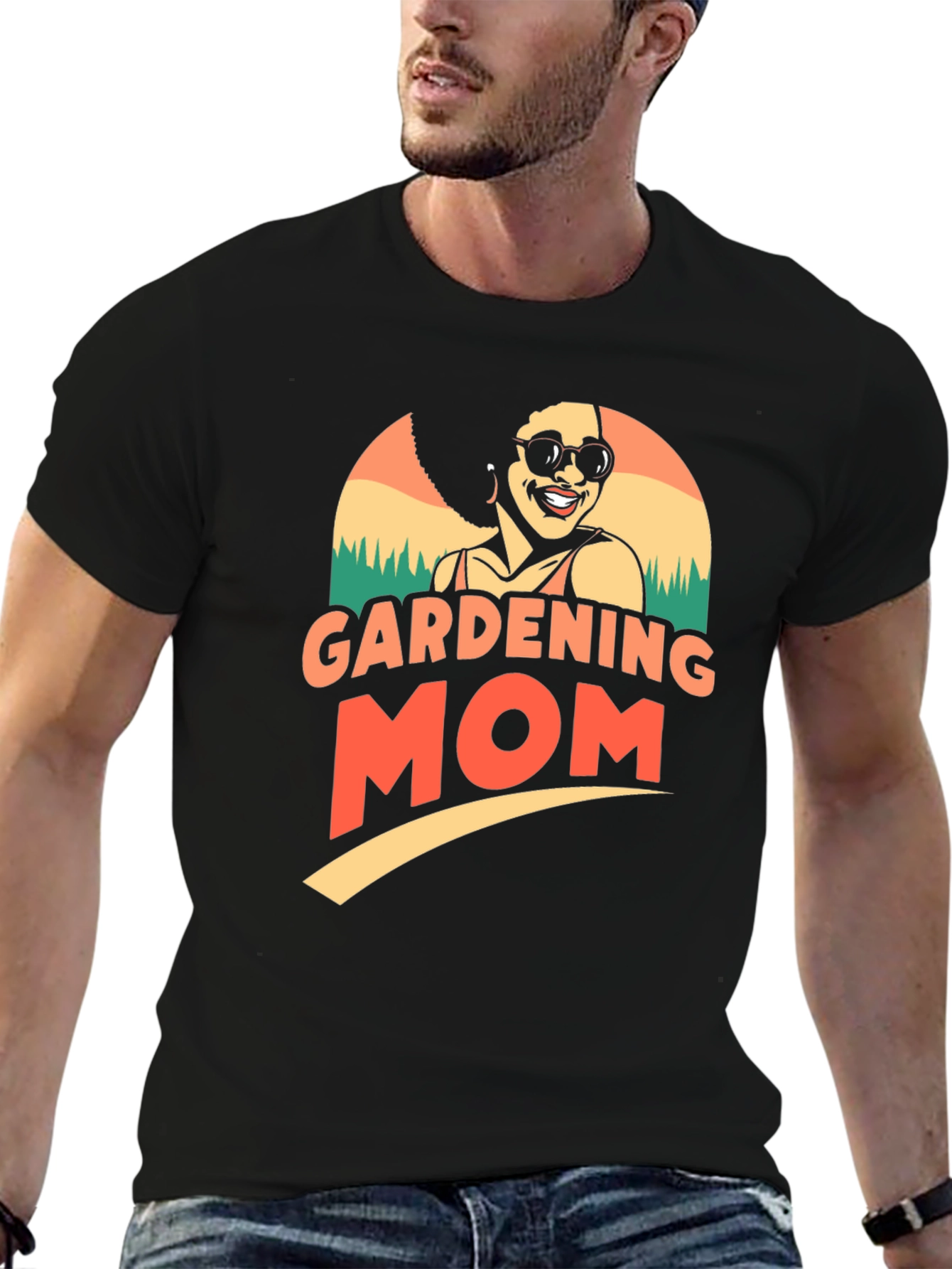 Black Gardening Mom T-Shirt view 6