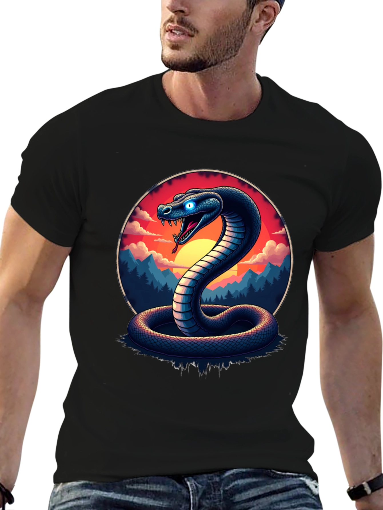 Black Cobra T-Shirt - Snake Graphic Tee view 6