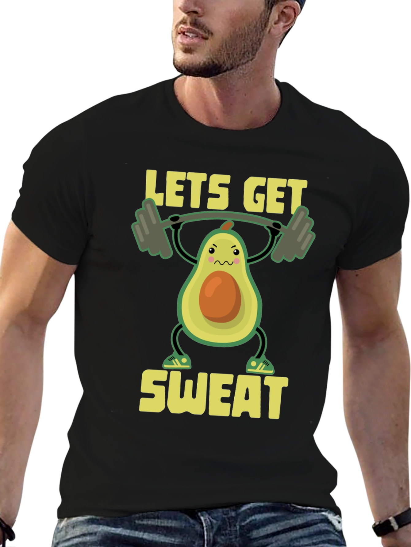Black Funny Workout Avocado T-Shirt - Let's Get Sweat! view 6