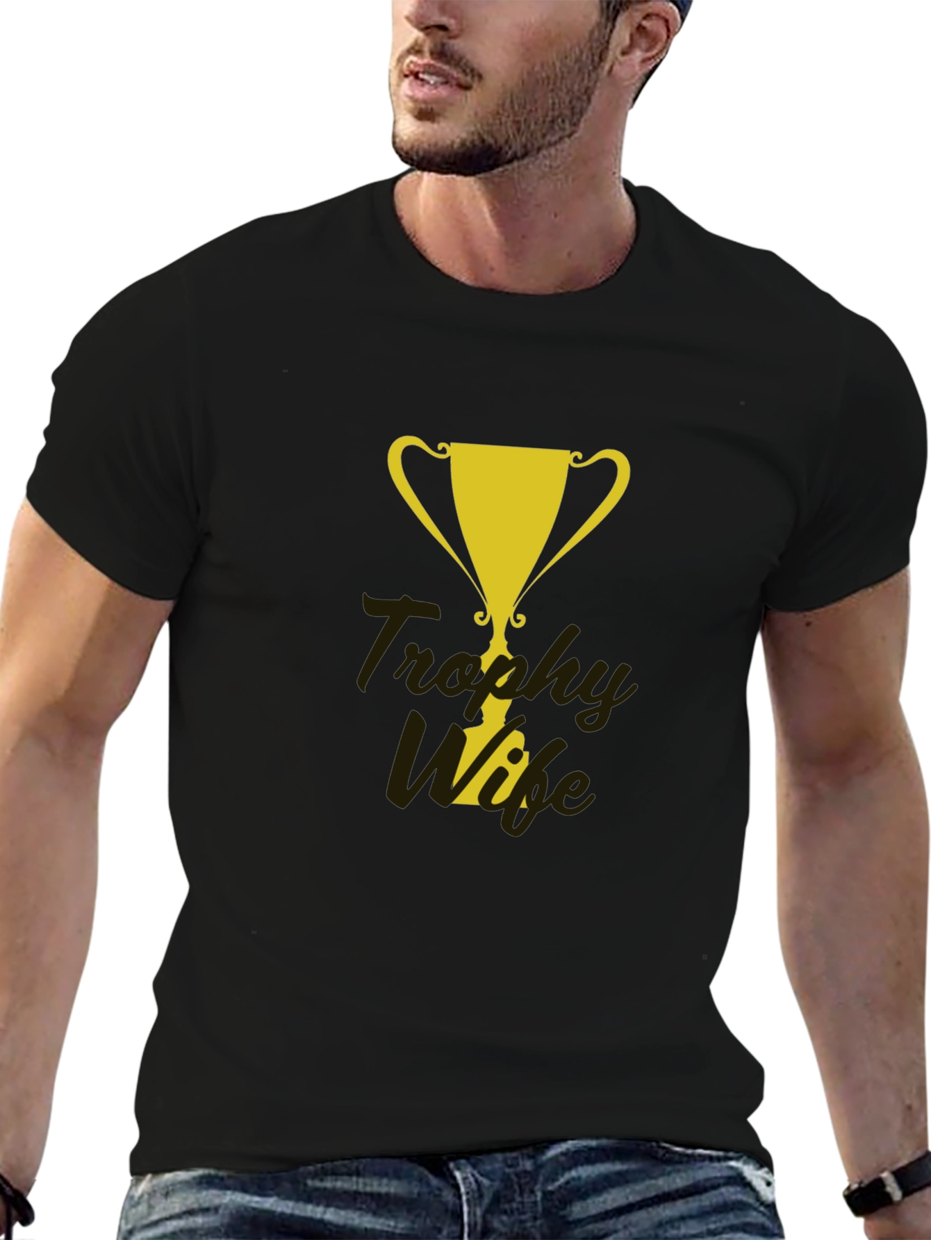 Black Trophy Wife Graphic Tee - Fun & Stylish Men's T-Shirt view 6