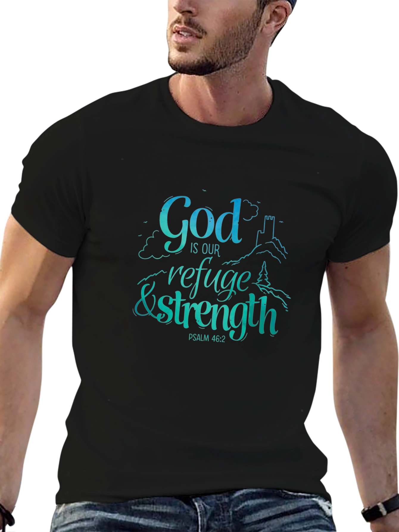 Black God Is Our Refuge & Strength T-Shirt view 6