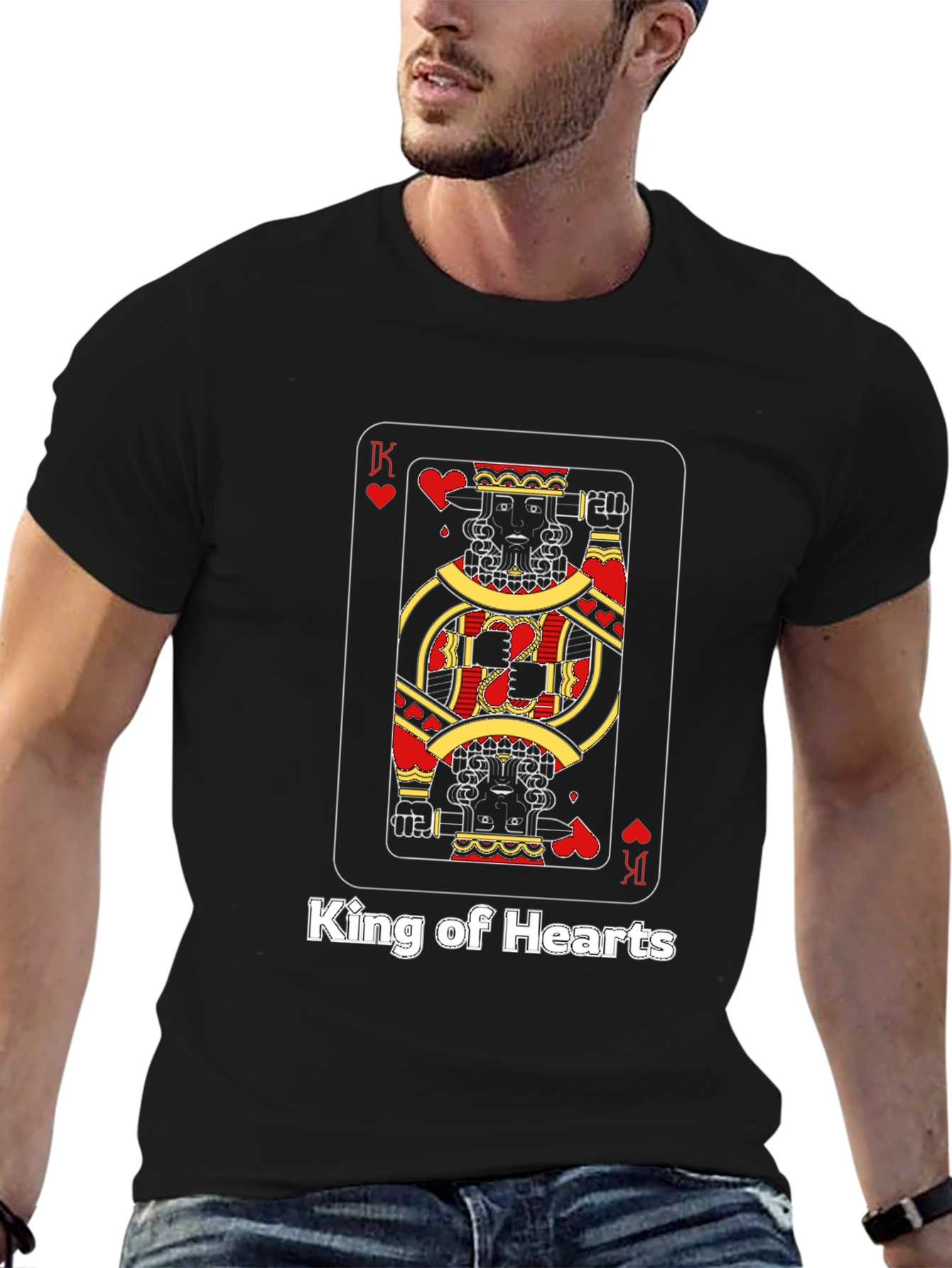Black King of Hearts Graphic T-Shirt - Black view 6