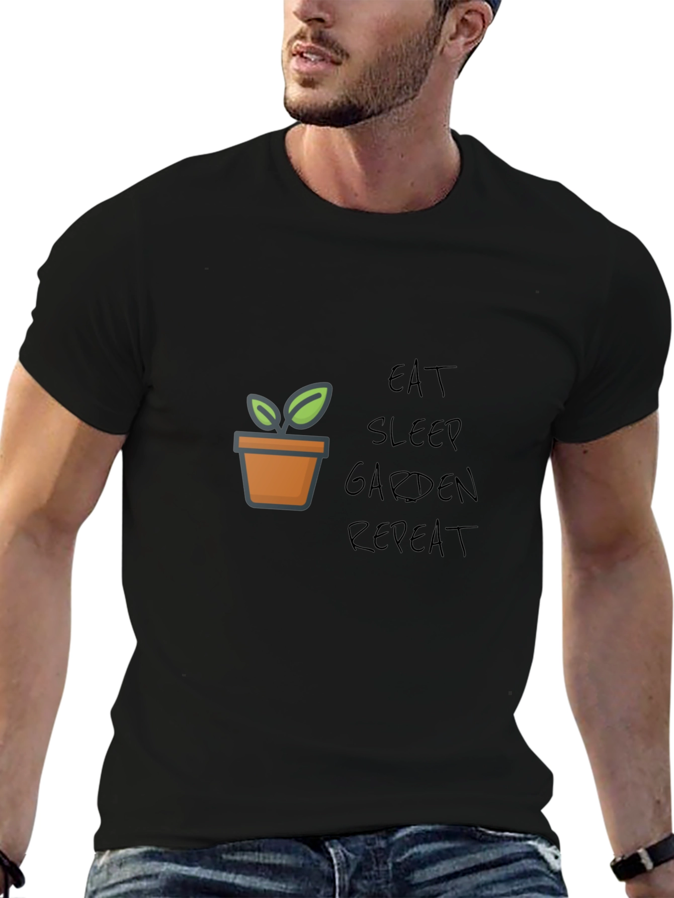Black Eat Sleep Garden Repeat Graphic Tee view 6