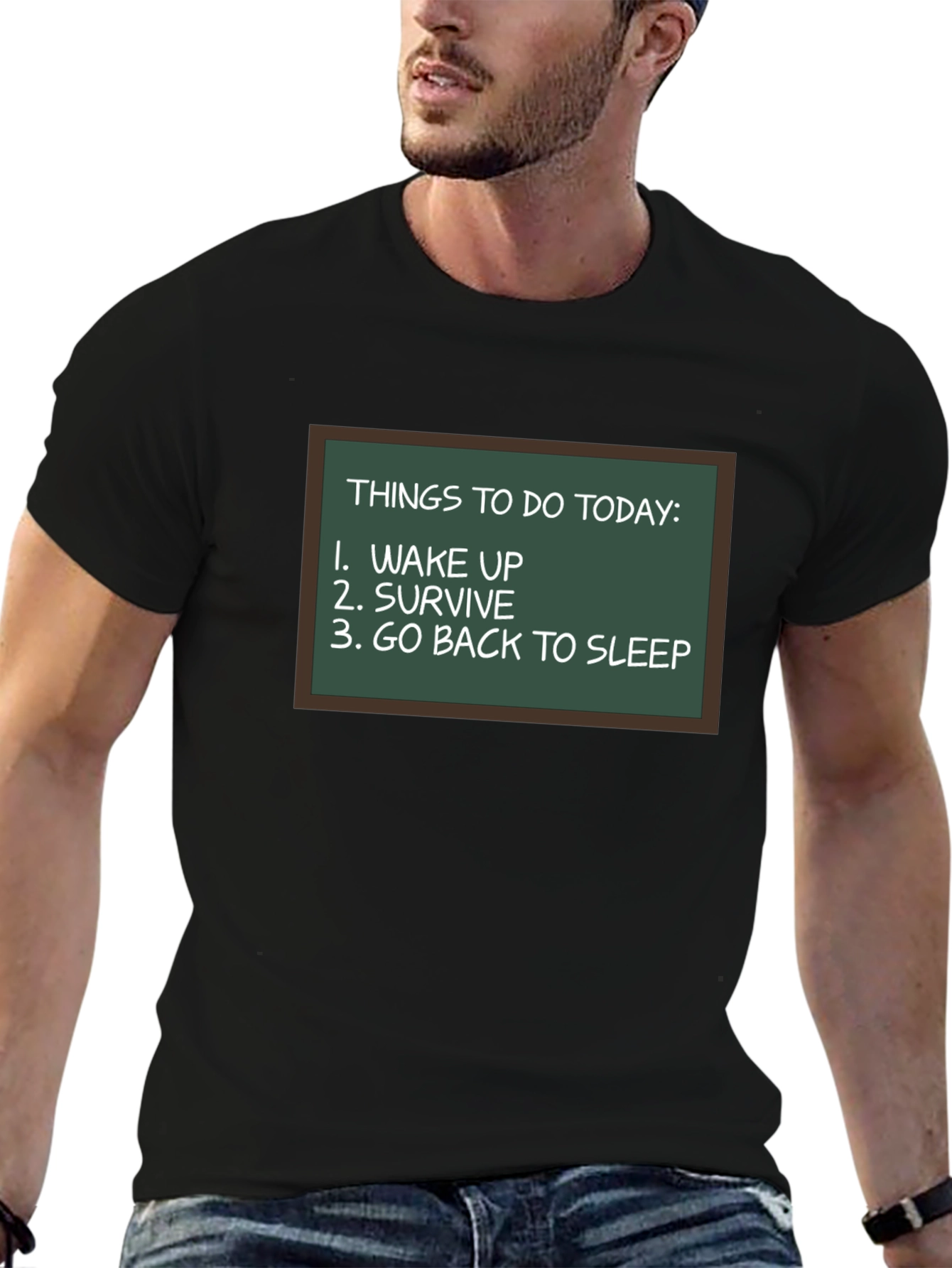 Black Funny To-Do List Graphic Tee view 6