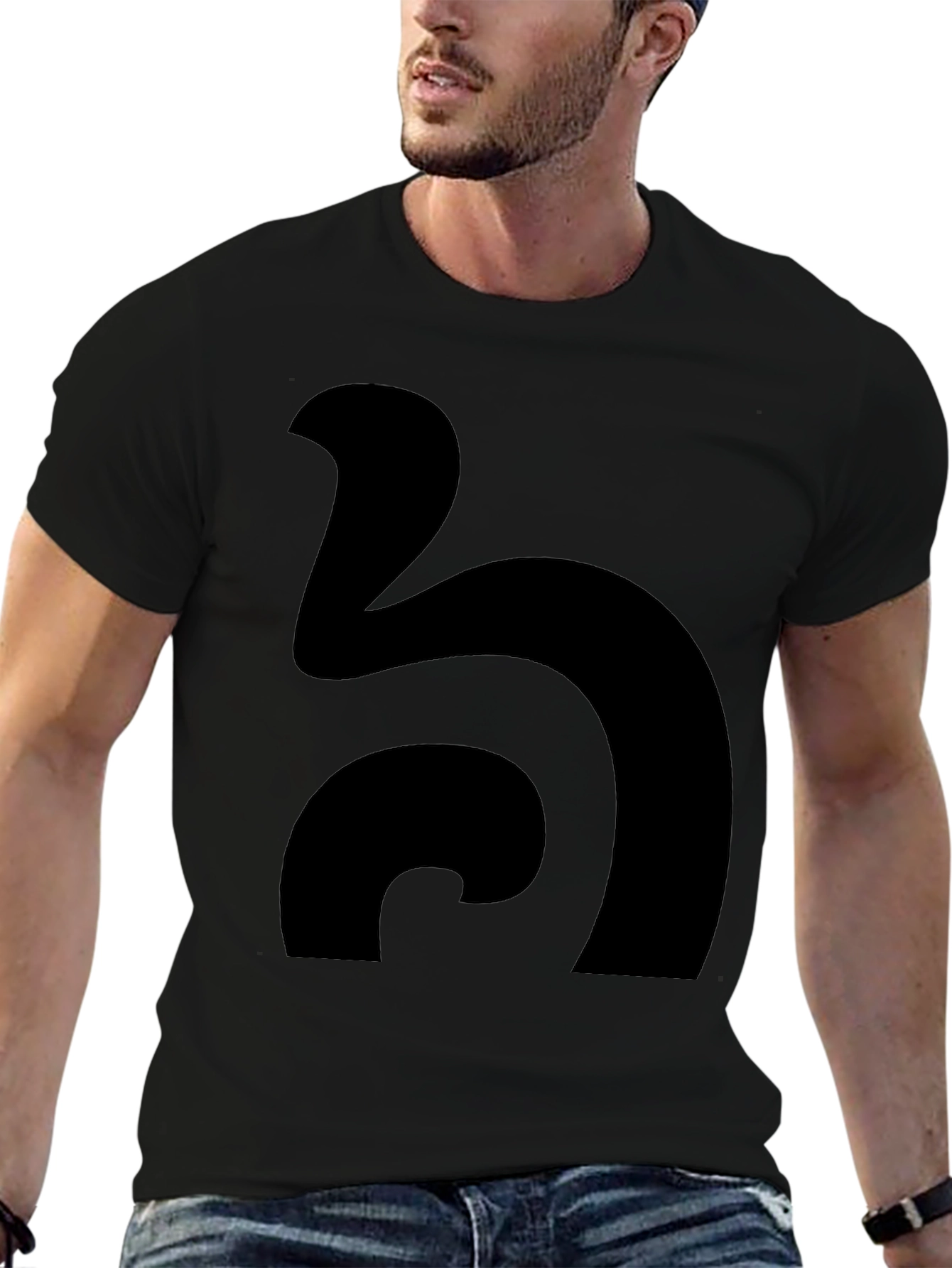 Black Abstract Design Black T-Shirt view 6