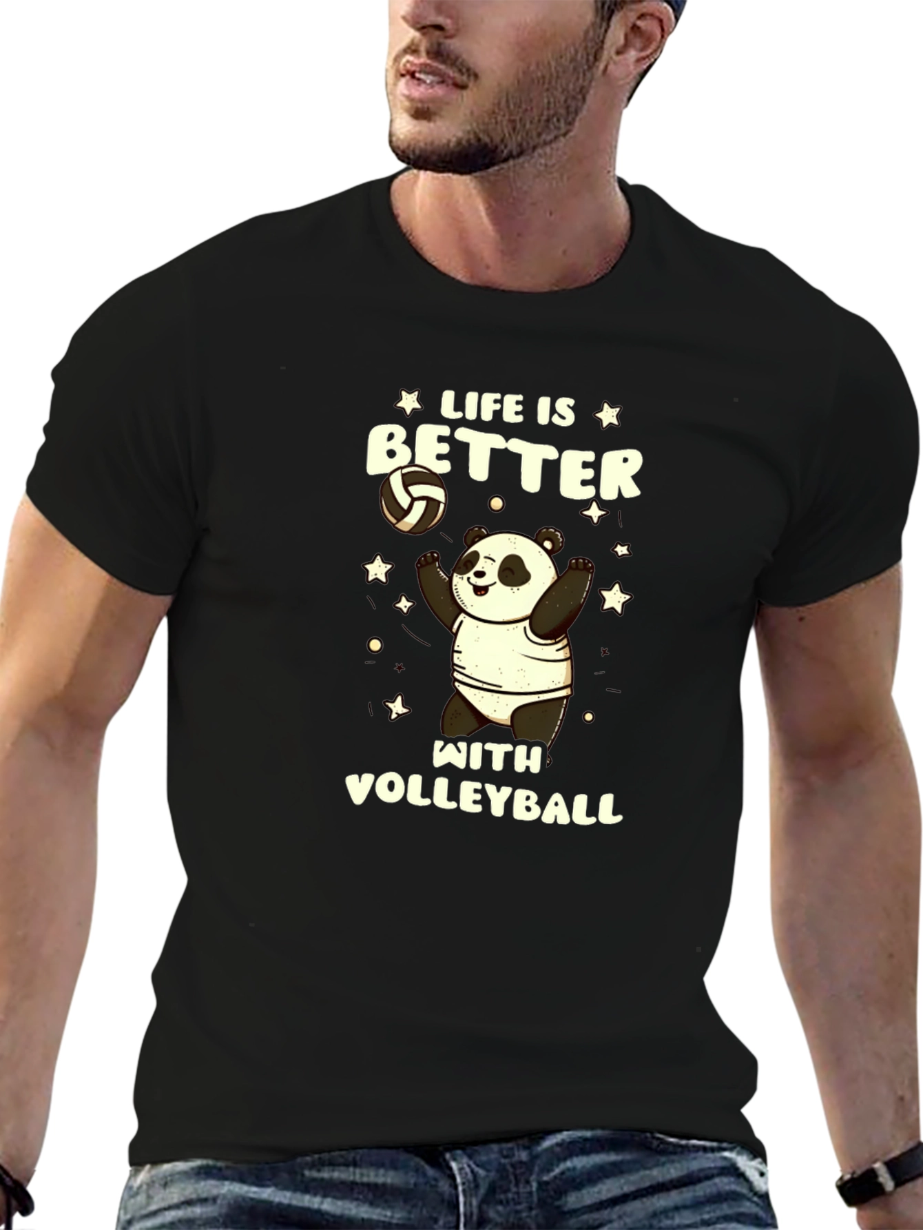 Black Life is Better with Volleyball Panda T-Shirt view 6