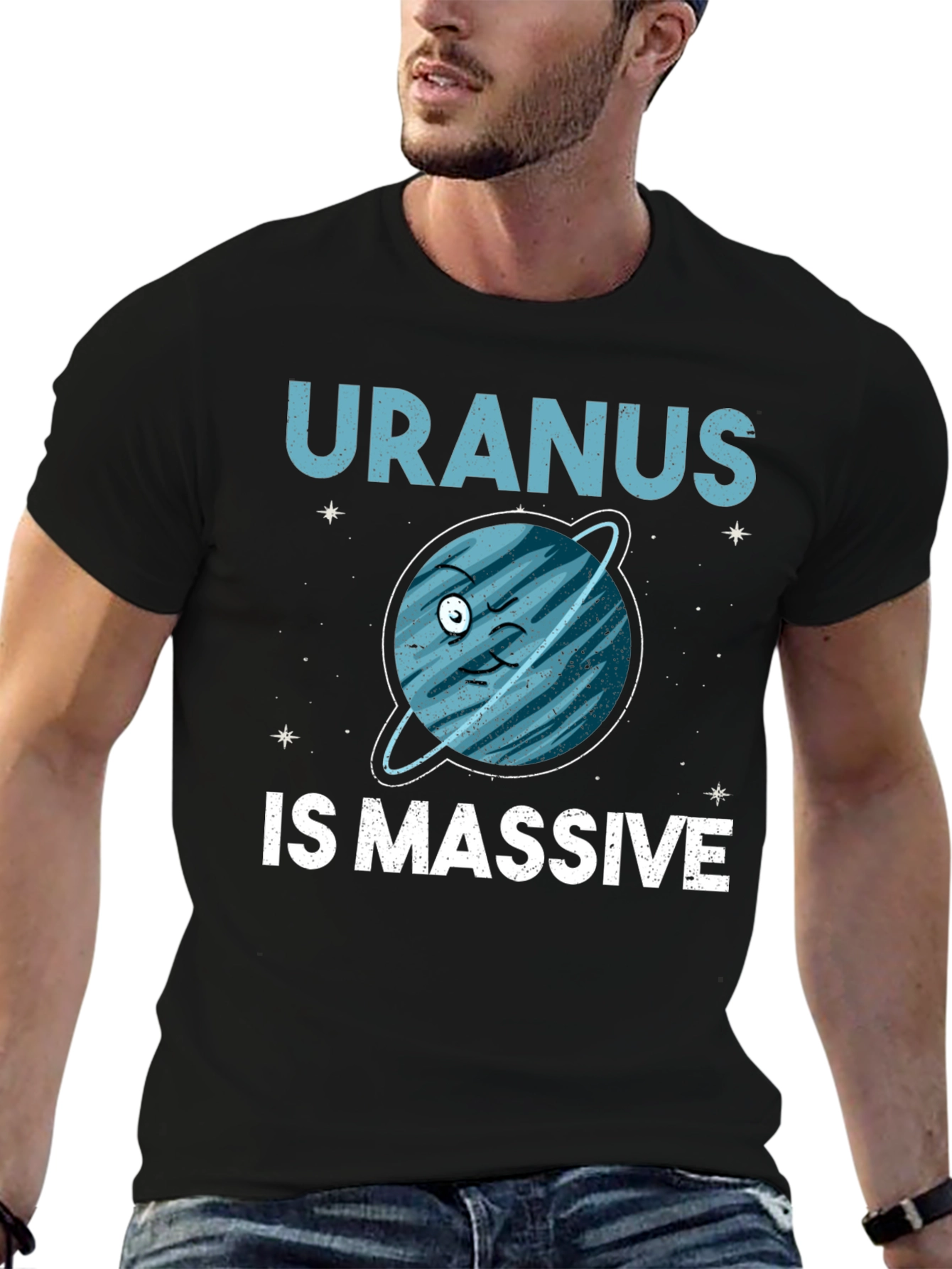 Black Uranus Is Massive Graphic Tee - Funny Space Shirt view 6