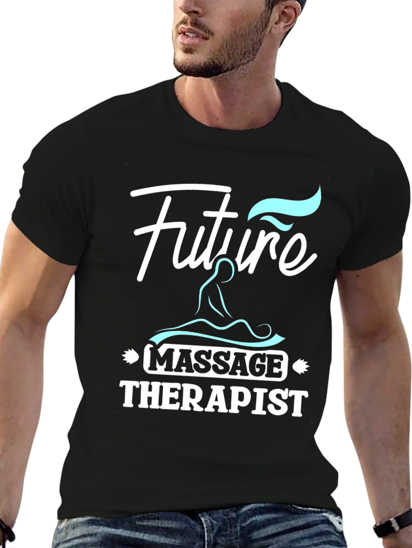 Black Future Massage Therapist Graphic T-Shirt view 6