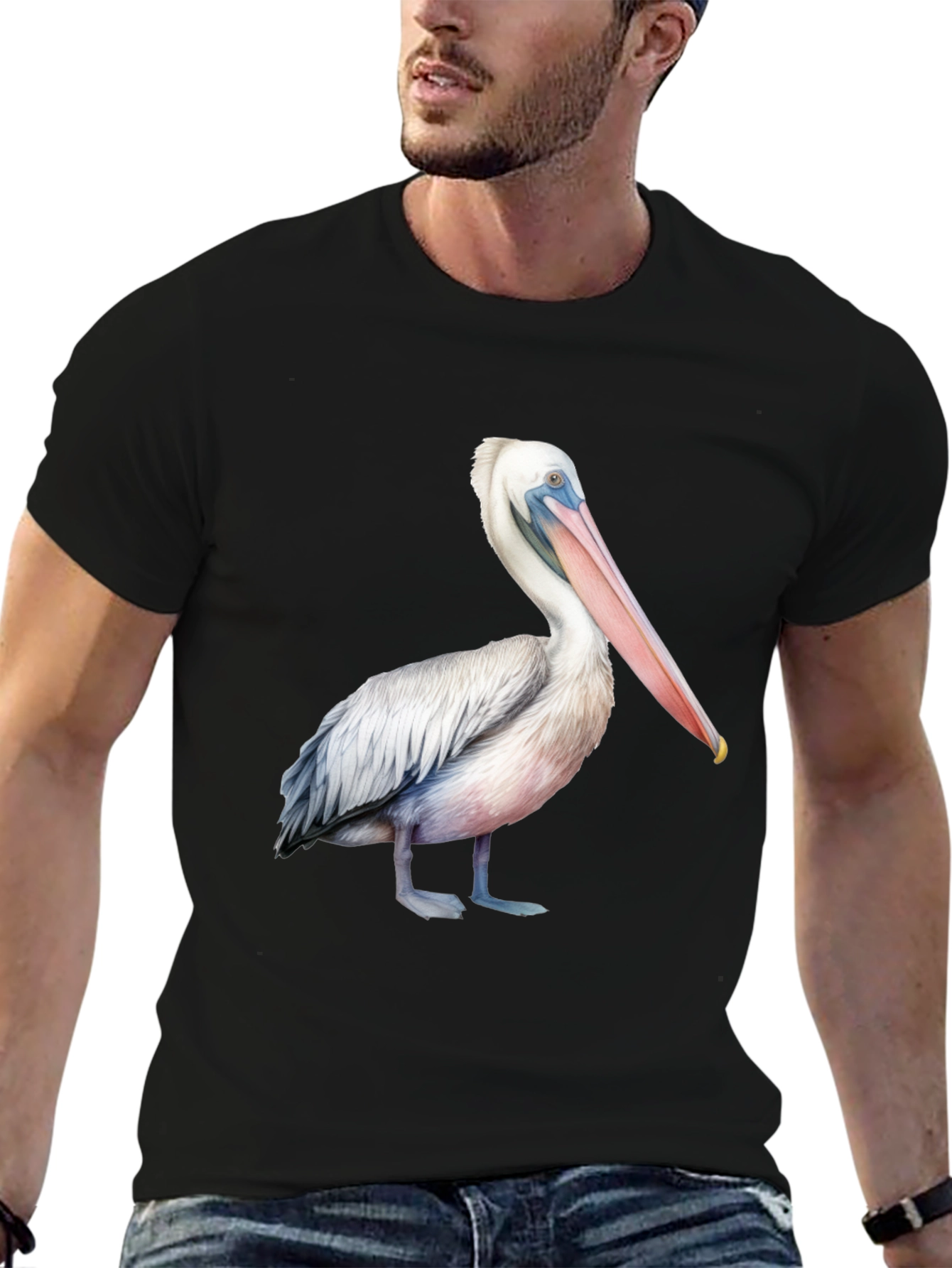 Black Pelican Graphic Print T-Shirt - Unisex Black Tee view 6