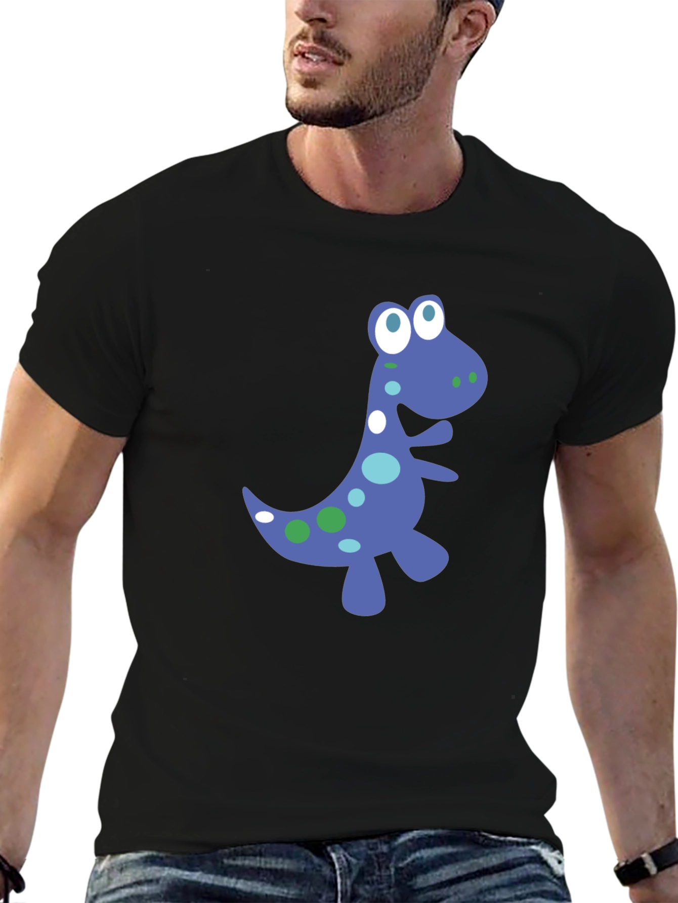 Black Dino Graphic Tee - Fun Black T-Shirt view 6