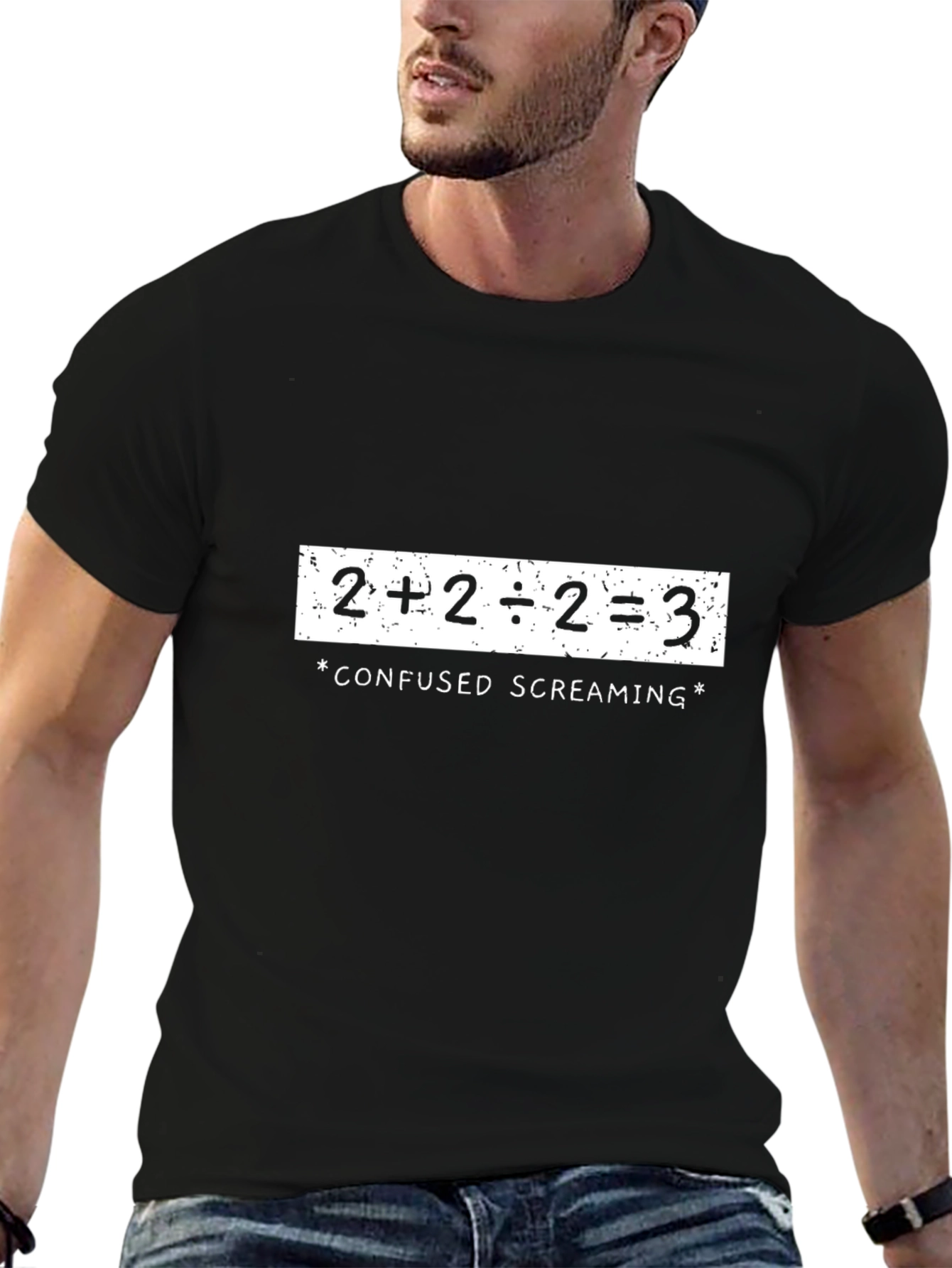 Black Math Equation Funny T-Shirt - Confused Screaming view 6