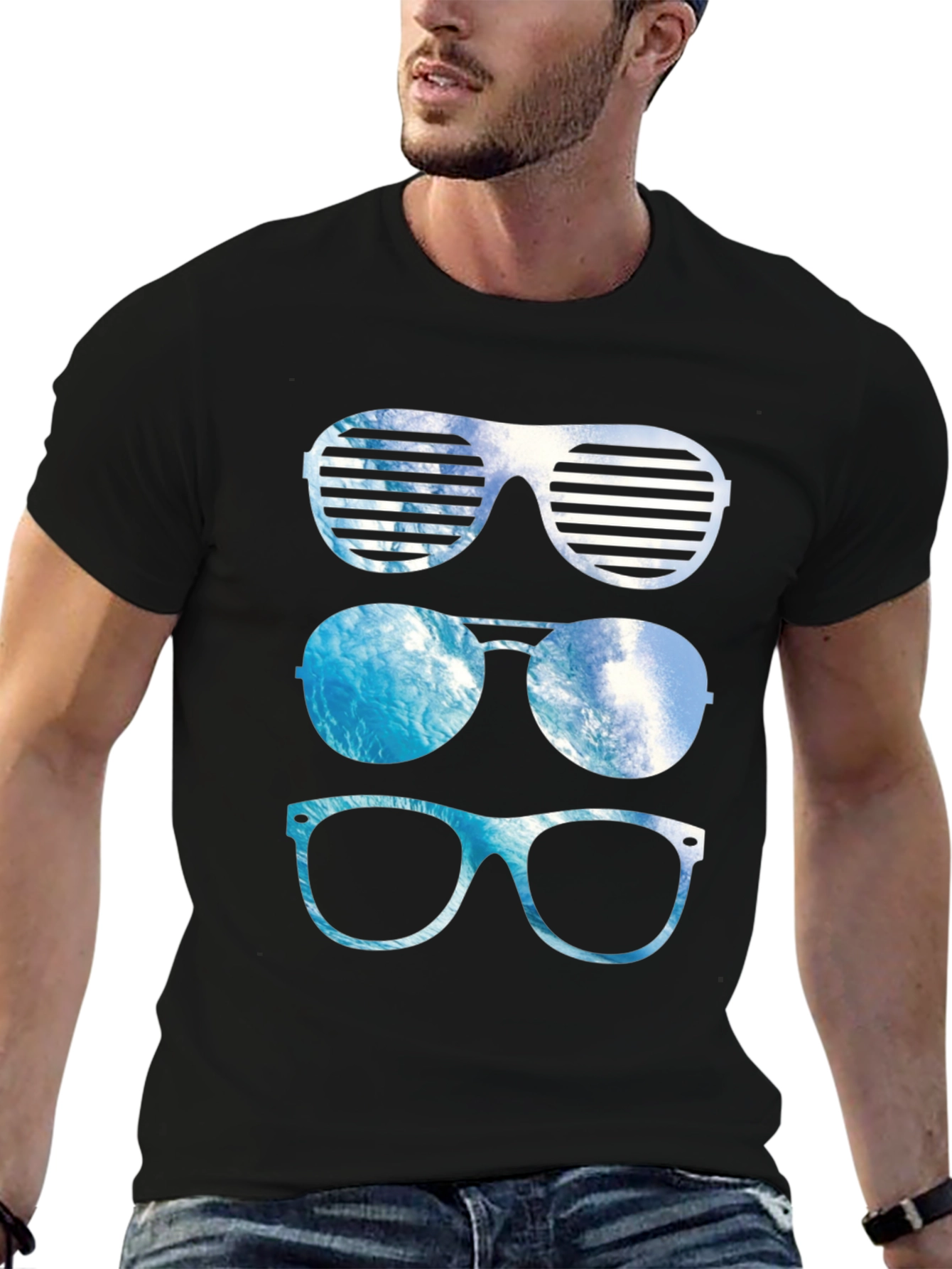 Black Cool Shades Graphic Tee view 6
