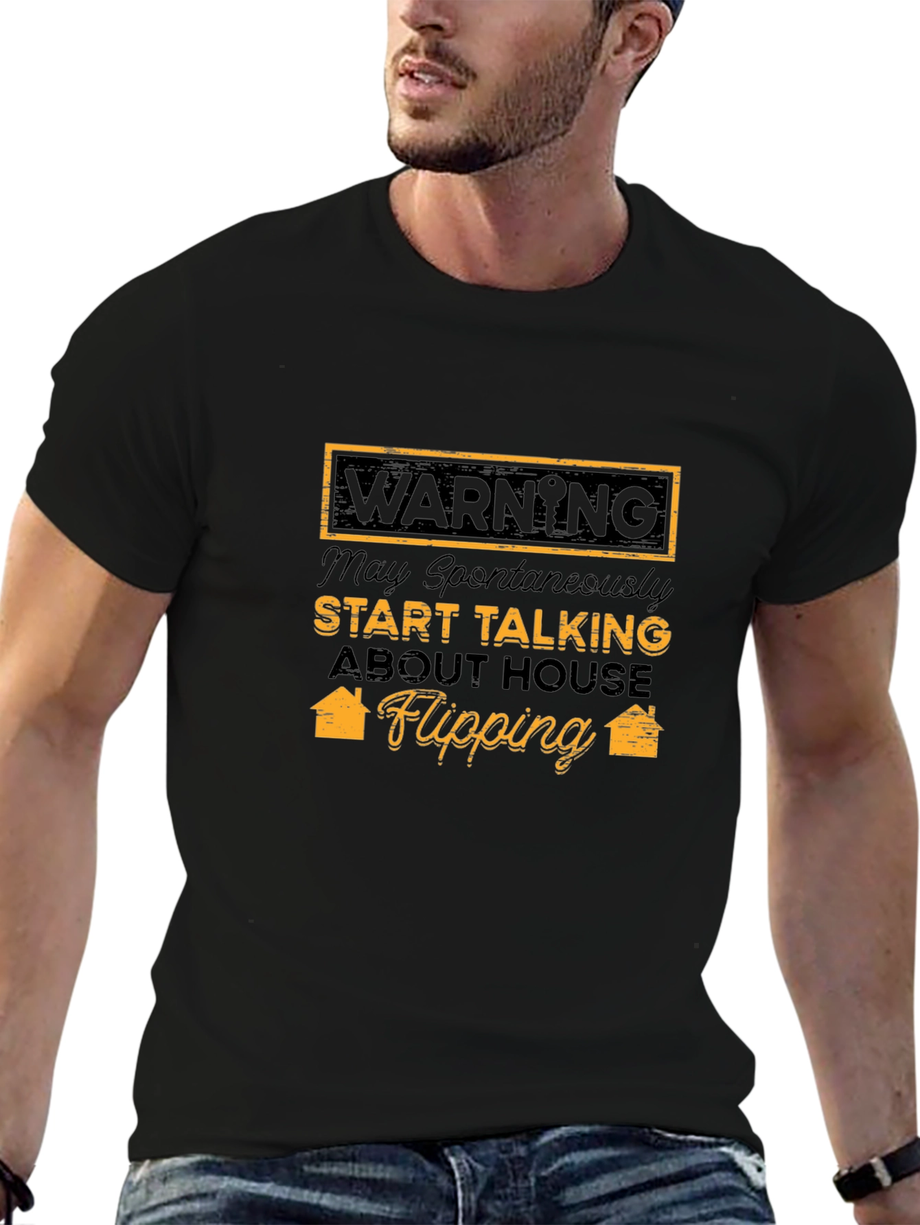 Black House Flipping Warning T-Shirt - Funny Gift view 6