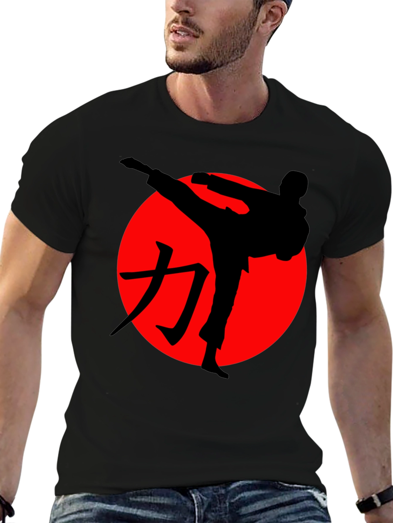 Black Karate Silhouette Graphic Tee - Martial Arts Style view 6
