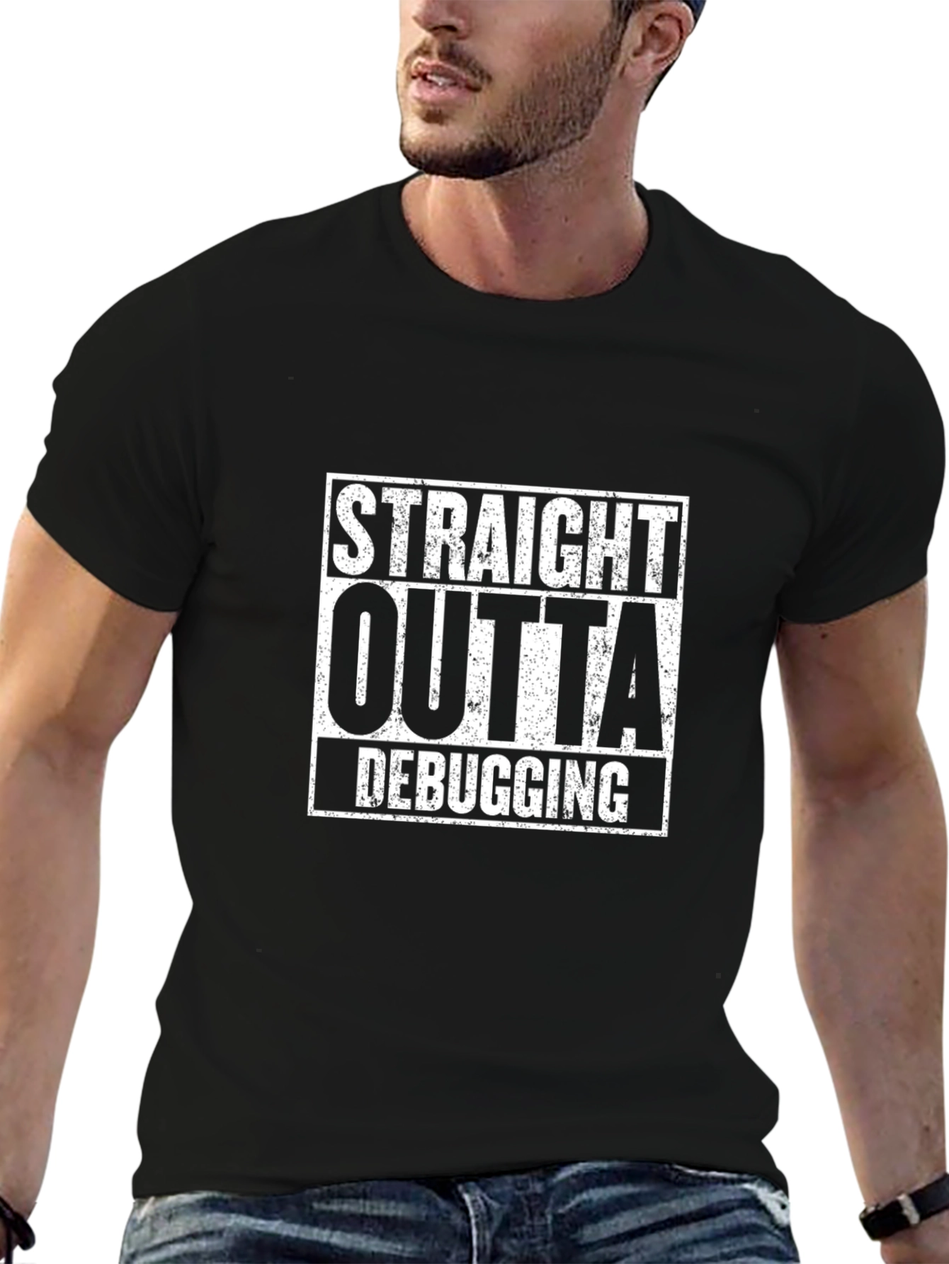 Black Straight Outta Debugging T-Shirt - Programmer Humor Tee view 6