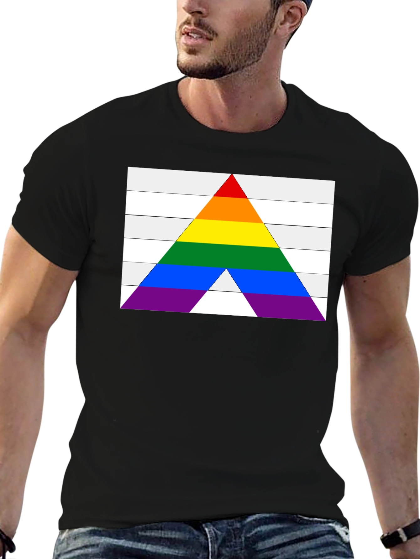 Black Pride Flag Arrow T-Shirt - Black Cotton Blend view 6