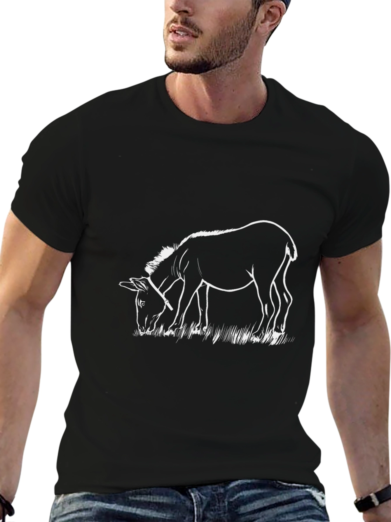 Black Donkey Outline Graphic Print Black Tee view 6