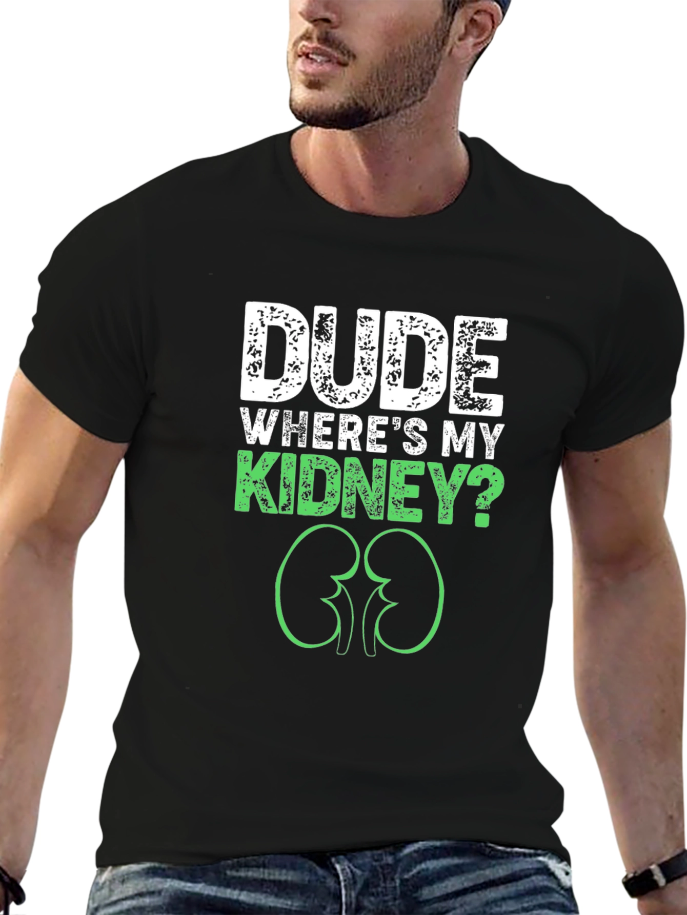 Black Dude Where's My Kidney? Graphic Tee view 6