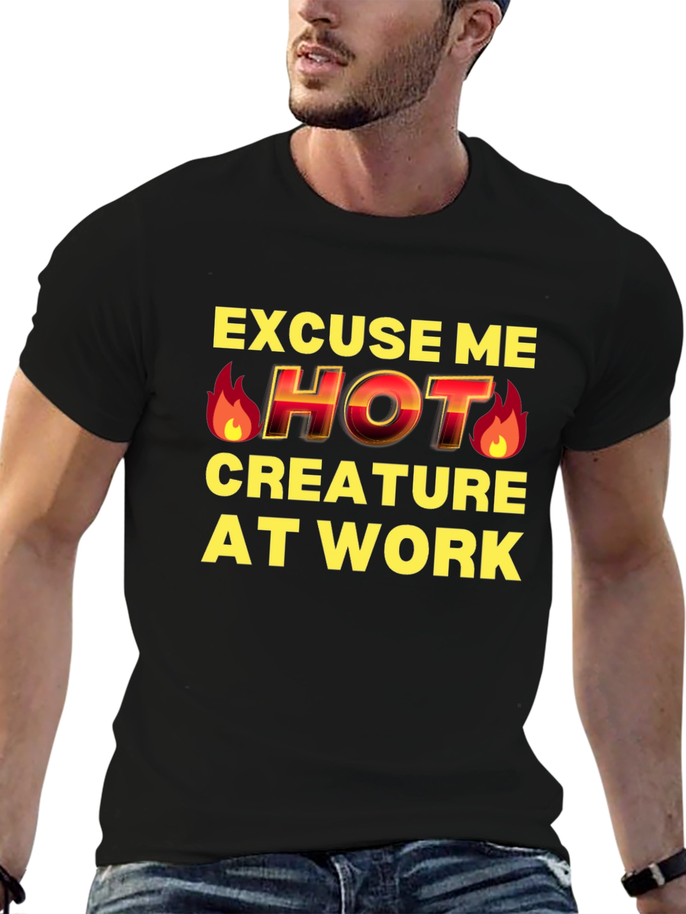 Black Hot Creature at Work Graphic Tee view 6