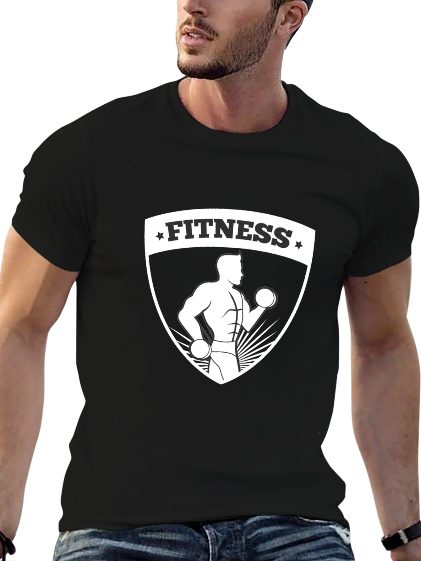Black Fitness Graphic Black T-Shirt for Men view 6