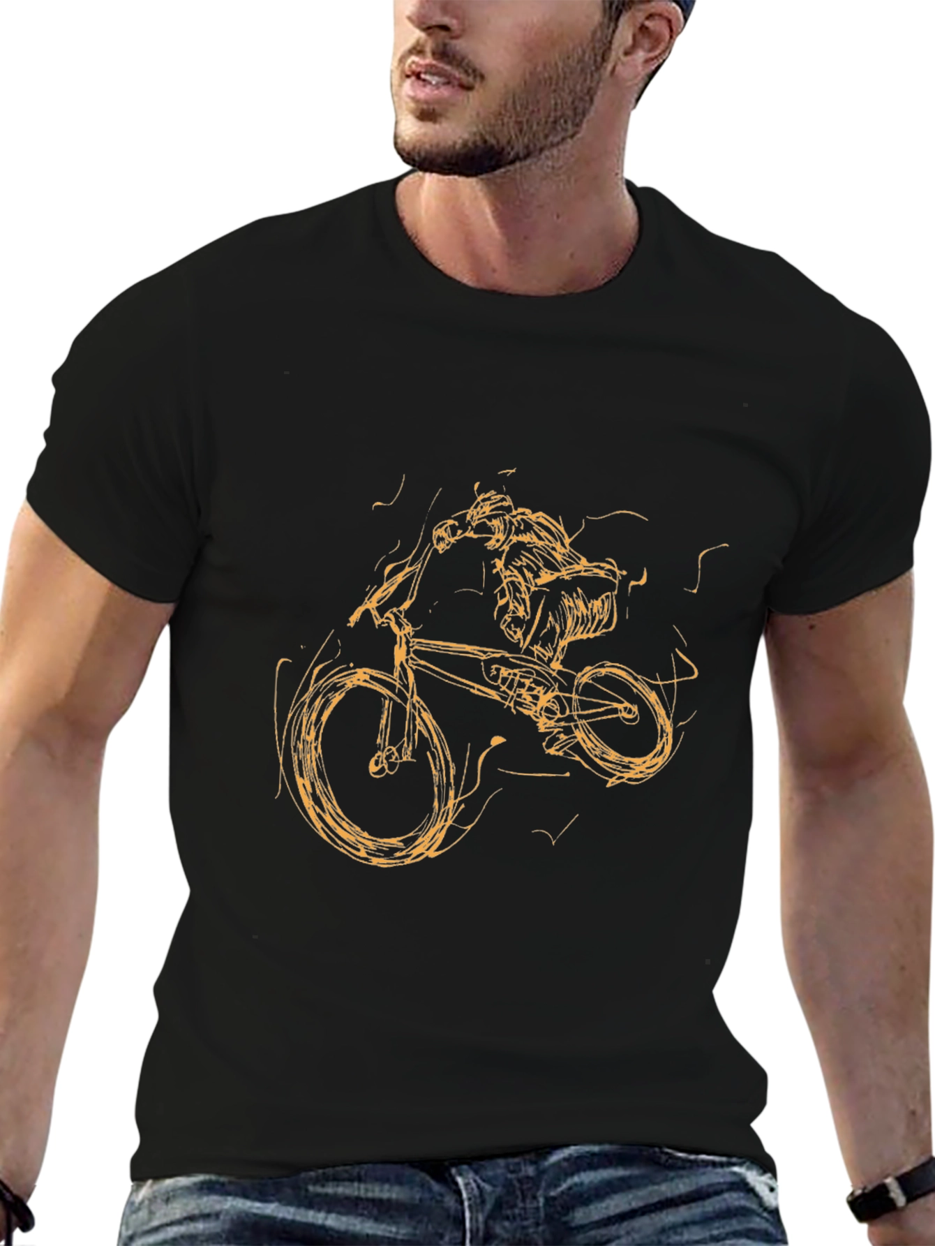 Black Mountain Bike Rider Graphic T-Shirt - Black view 6