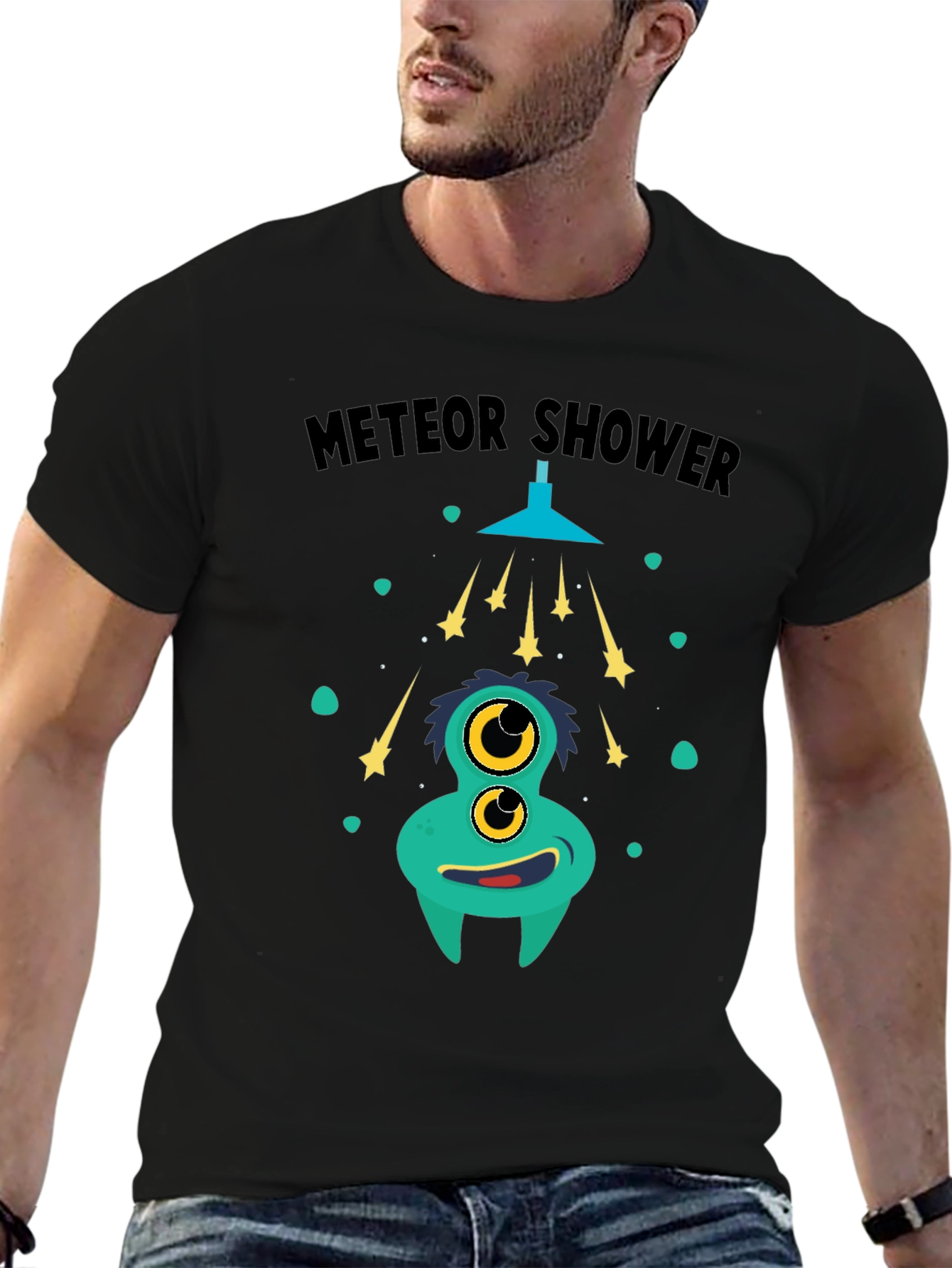 Black Meteor Shower Monster Graphic T-Shirt view 6