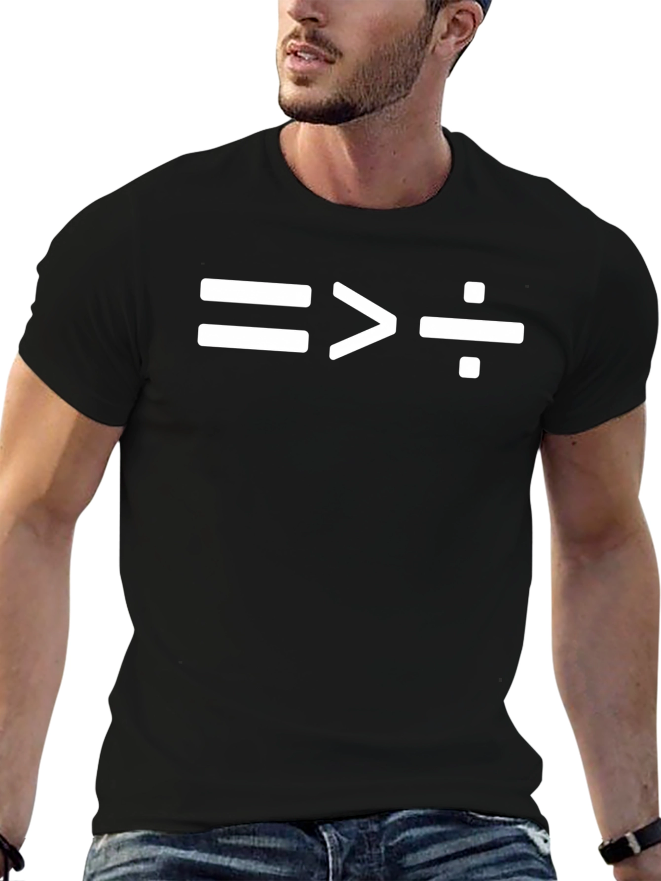 Black Equal Greater Divided T-Shirt - Math Humor Tee view 6