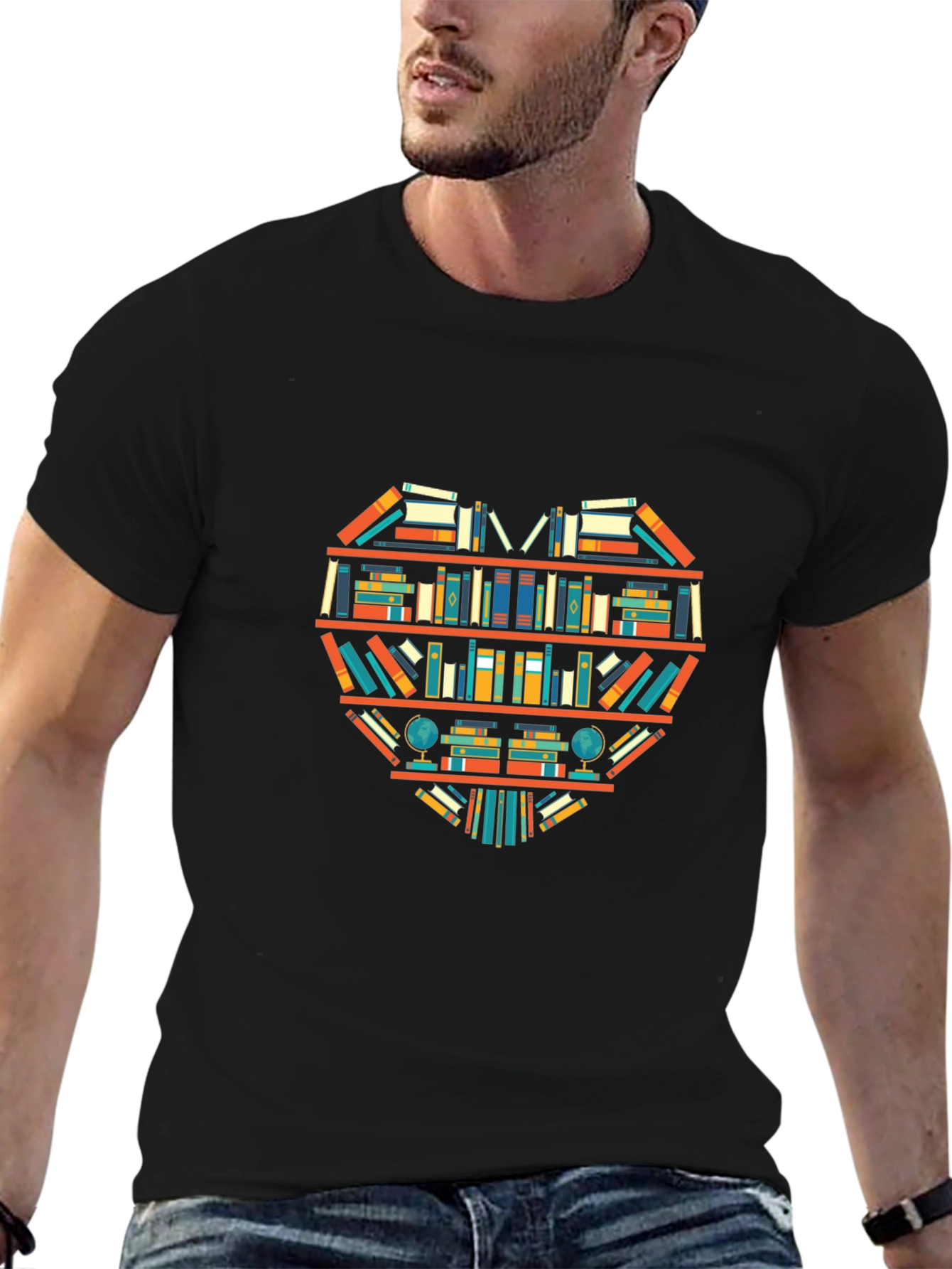 Black Book Lover Heart T-Shirt - Literary Style view 6