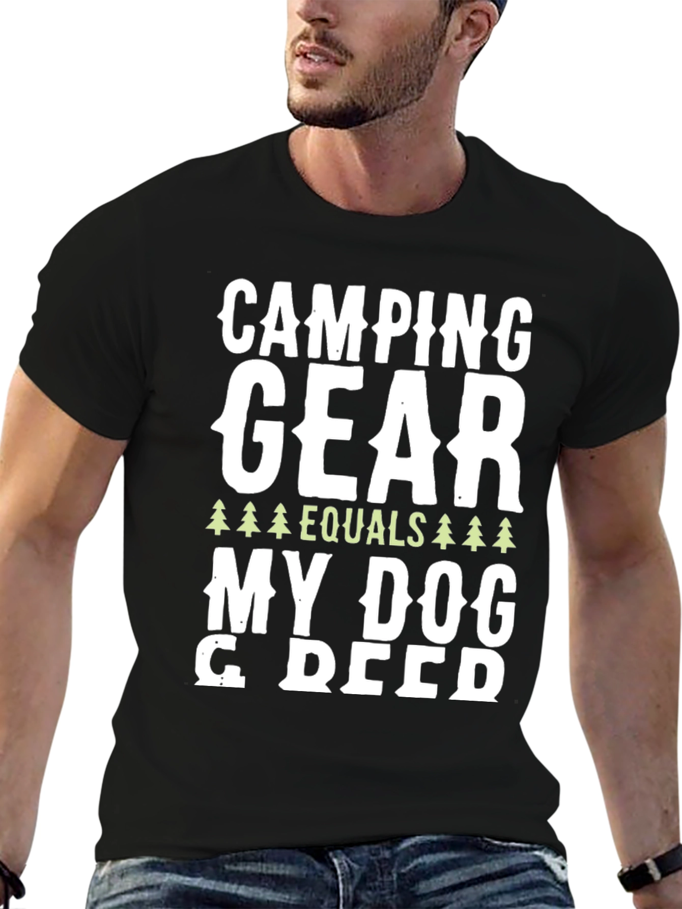 Black Camping Gear Equals My Dog T-Shirt view 6