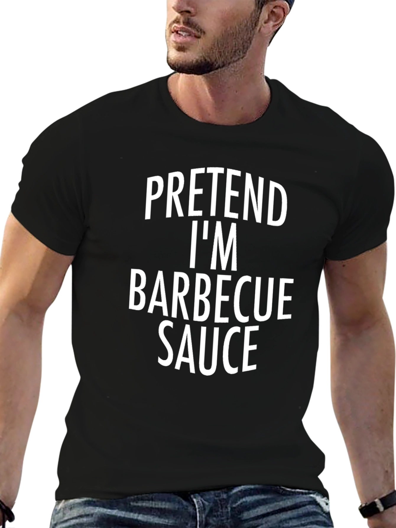 Black Pretend I'm Barbecue Sauce Funny T-Shirt view 6