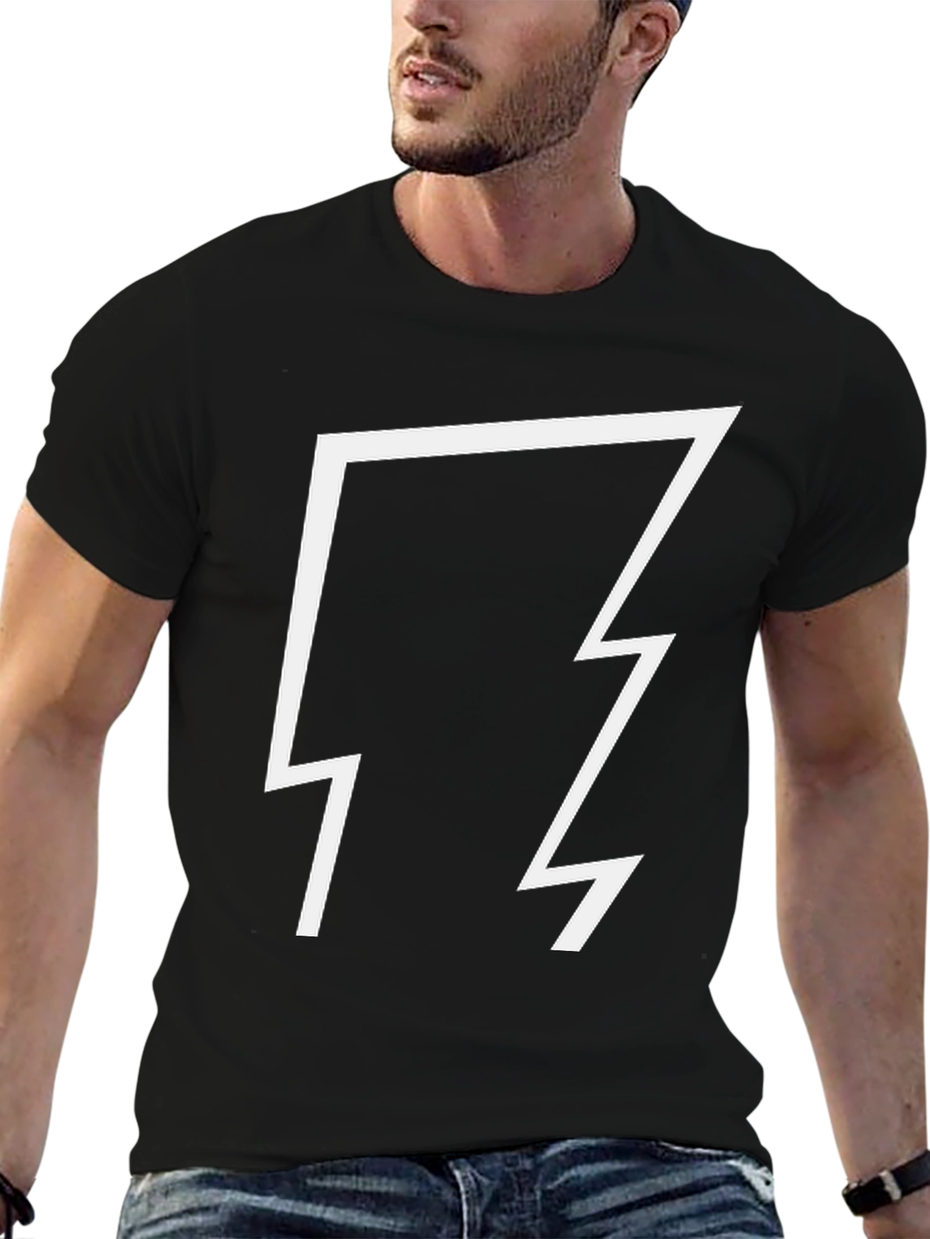 Black Bold Lightning Bolt Graphic Tee - Black view 6