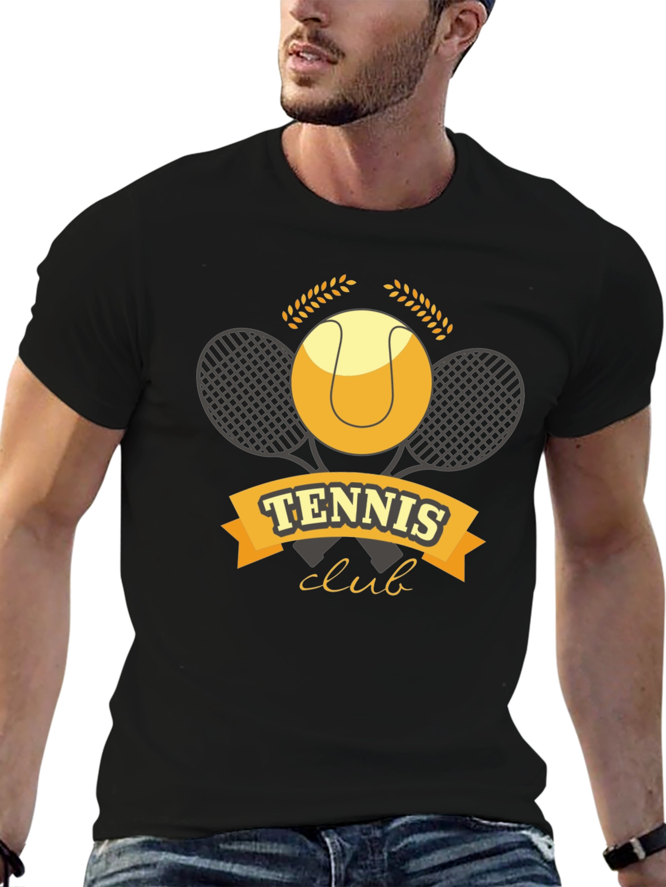Black Tennis Club Graphic T-Shirt - Classic Sports Tee view 6