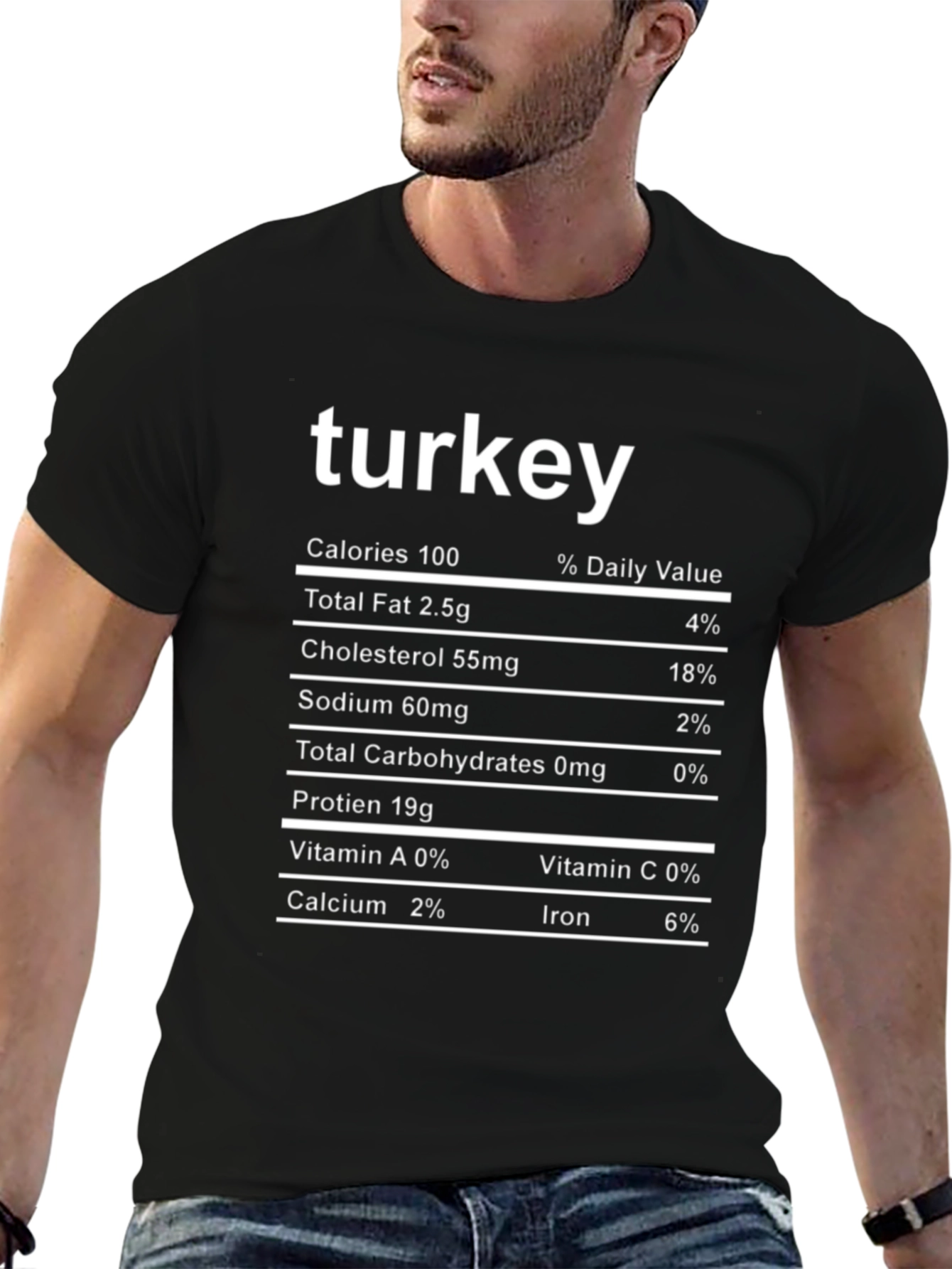 Black Turkey Nutrition Facts Black T-Shirt view 6