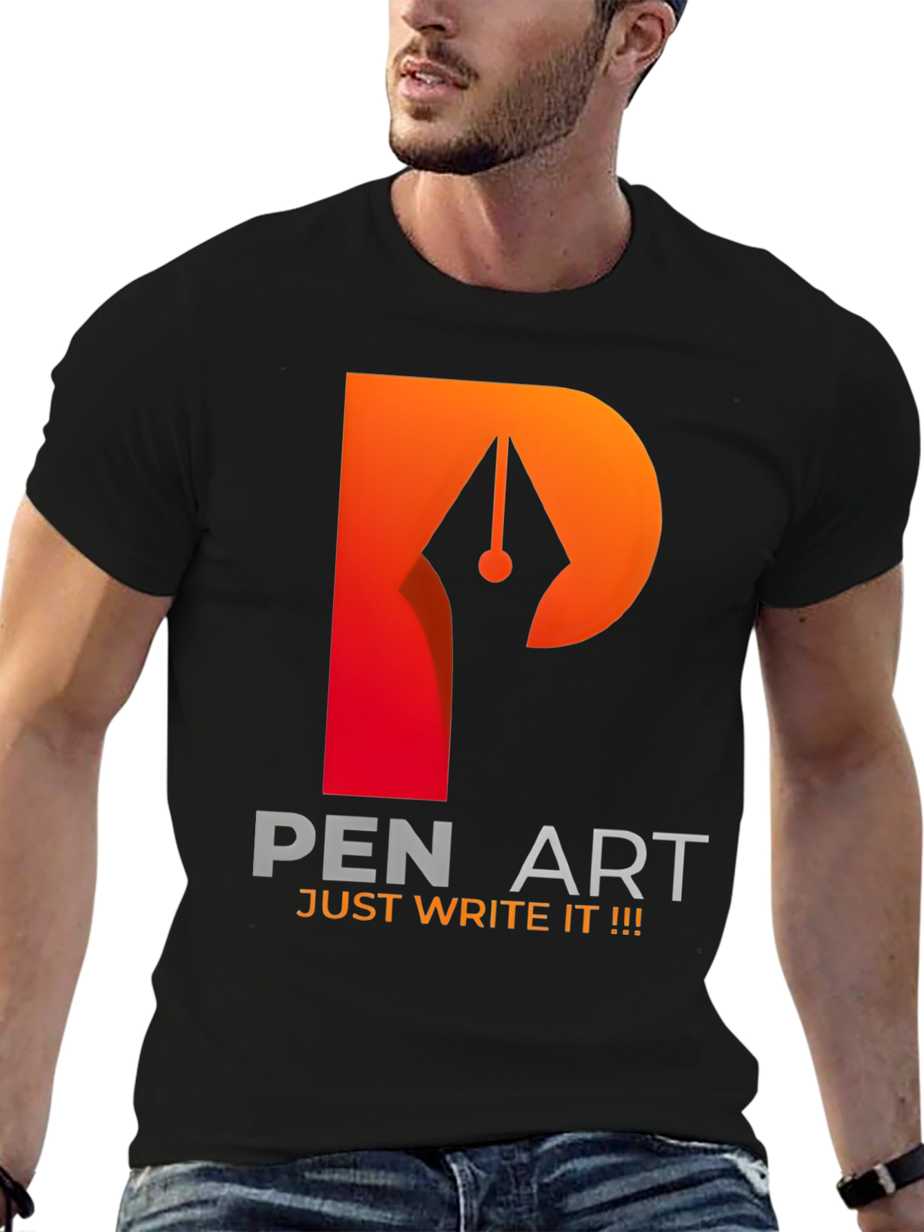 Black Pen Art Graphic T-Shirt - Just Write It! view 6