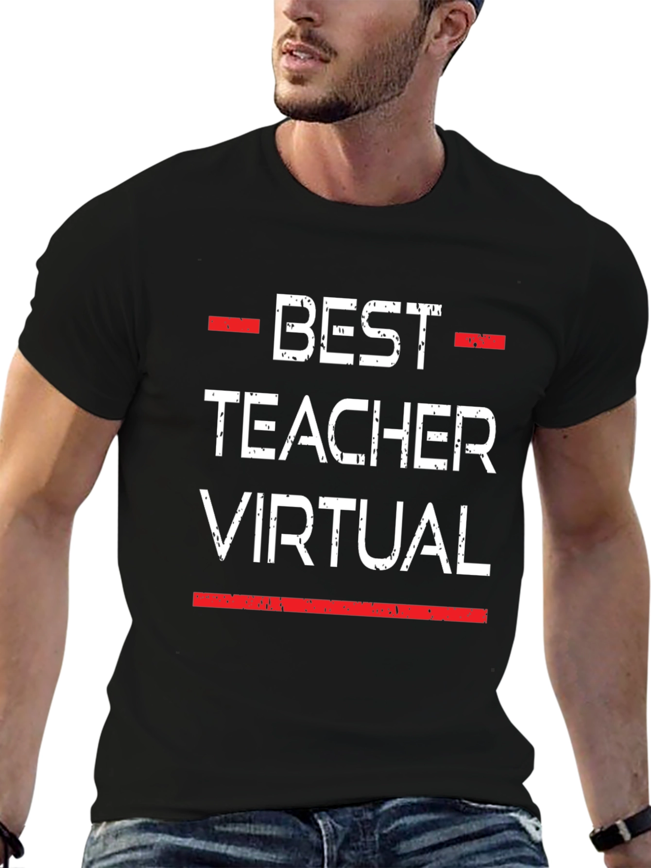 Black Best Teacher Virtual T-Shirt view 6
