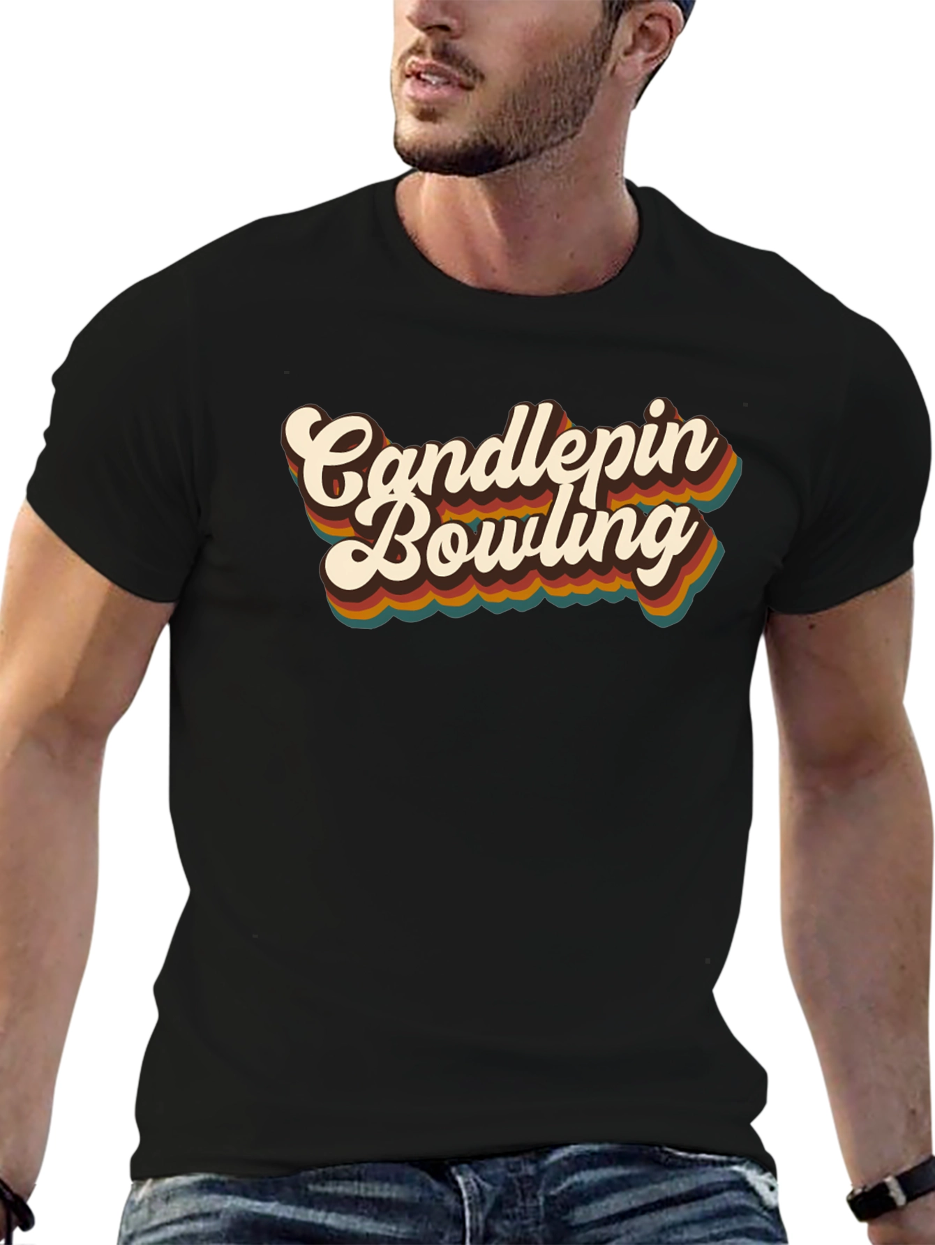 Black Retro Candlepins Bowling Graphic Tee view 6