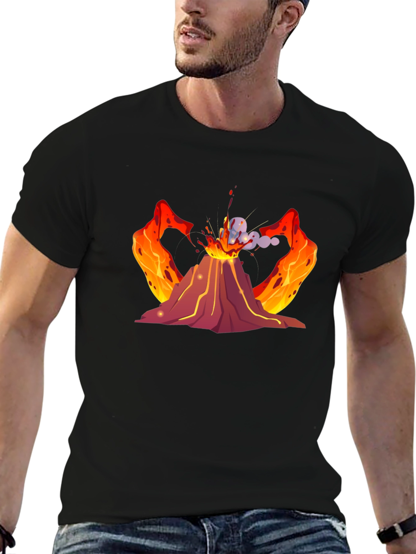 Black Volcano Graphic Black T-Shirt view 6