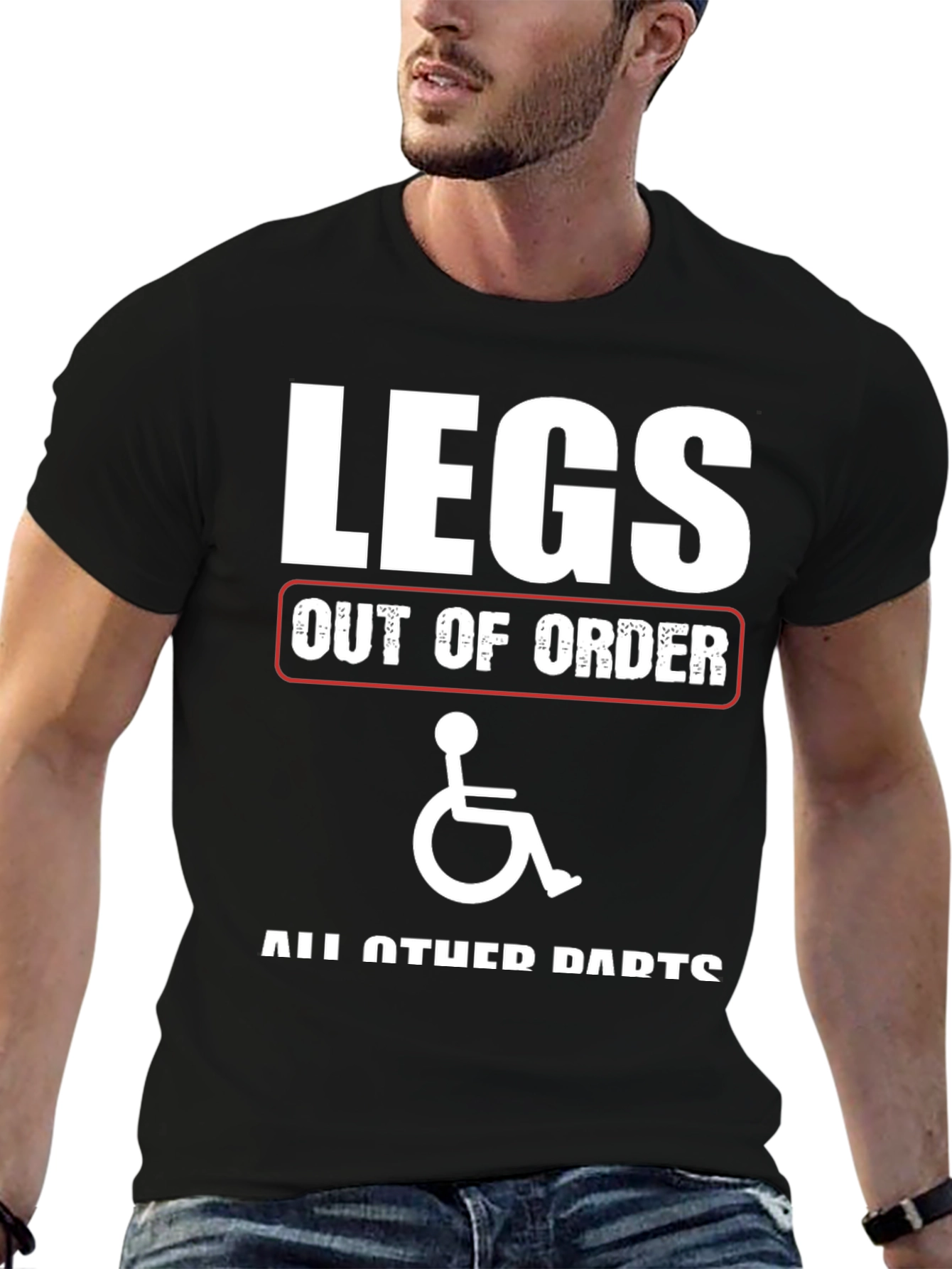 Black Funny Legs Out of Order T-Shirt view 6