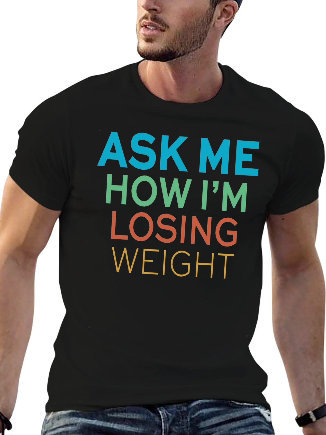 Black Ask Me How I'm Losing Weight Graphic Tee view 6