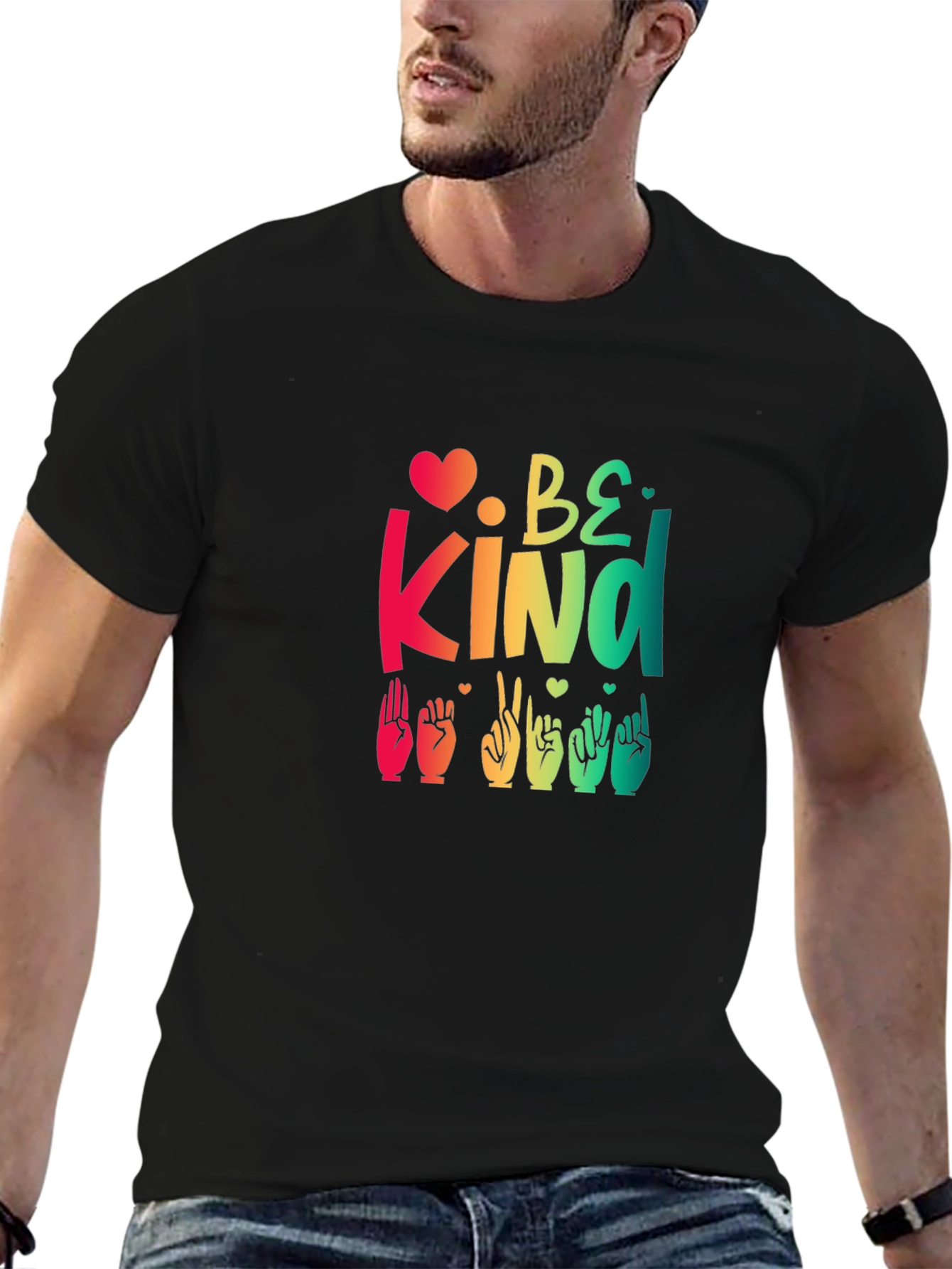 Black Be Kind Sign Language Graphic Tee view 6