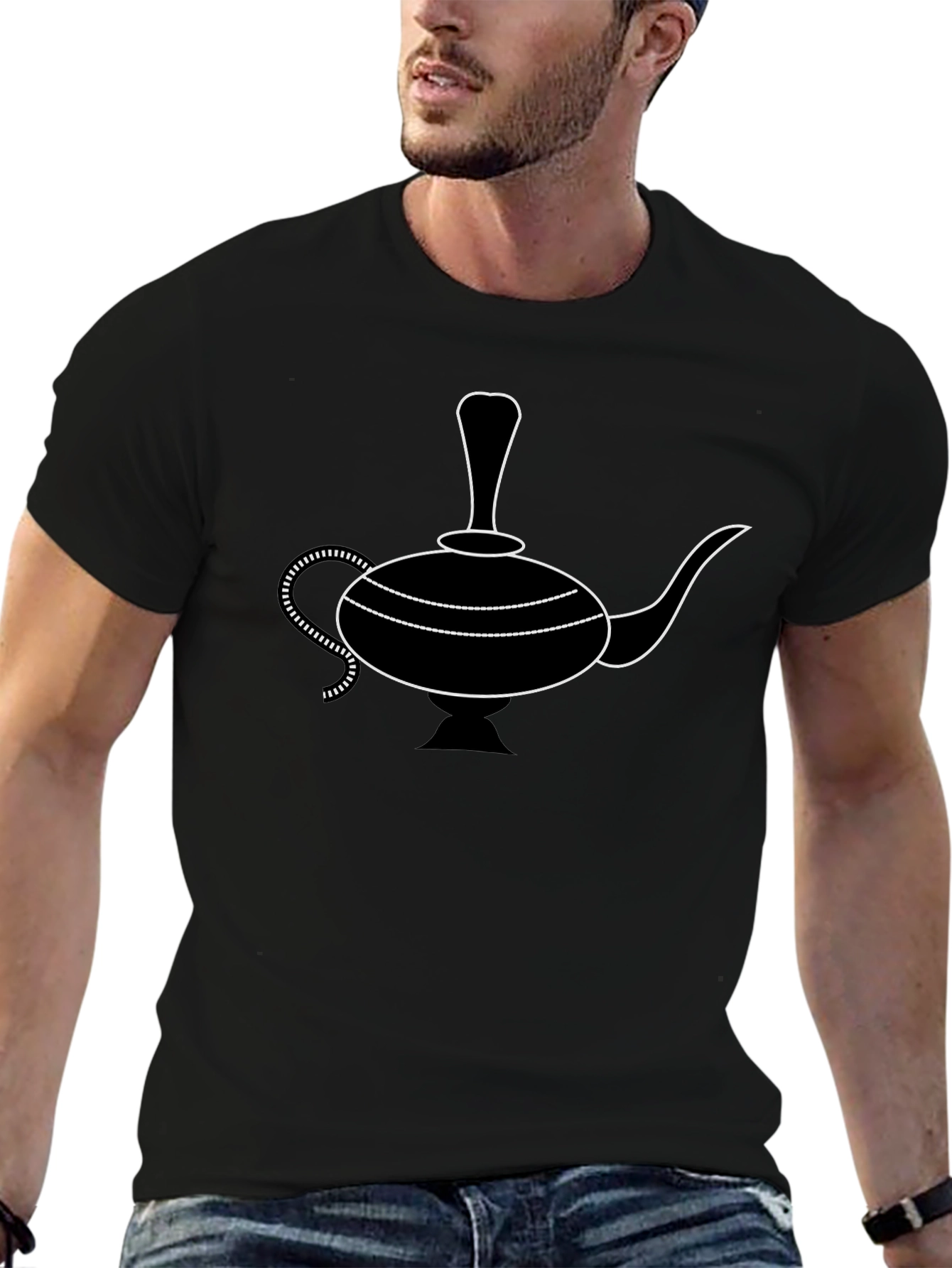 Black Genie Lamp Graphic T-Shirt view 6